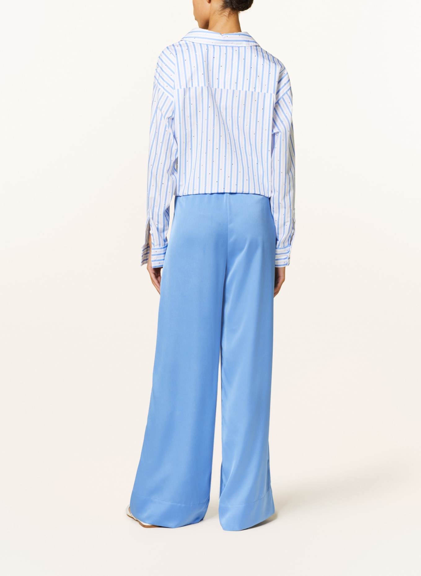 ESSENTIEL ANTWERP Wide leg trousers FAULT in satin, Color: LIGHT BLUE (Image 3)