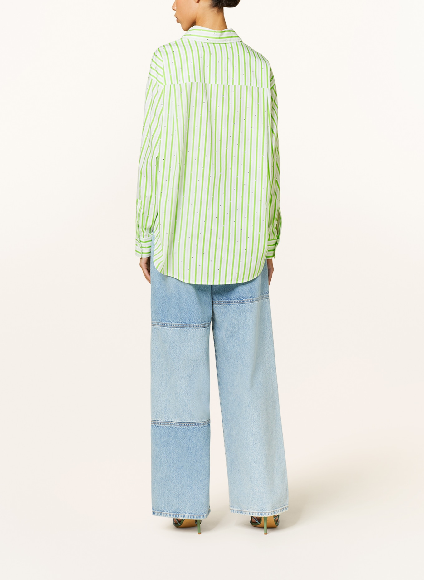 ESSENTIEL ANTWERP Shirt blouse FEVERTREE with decorative gems, Color: WHITE/ LIGHT GREEN (Image 3)