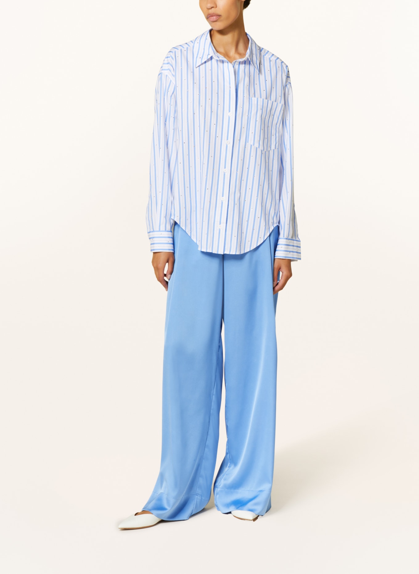 ESSENTIEL ANTWERP Hemdbluse FEVERTREE mit Schmucksteinen: WEISS / HELLBLAU