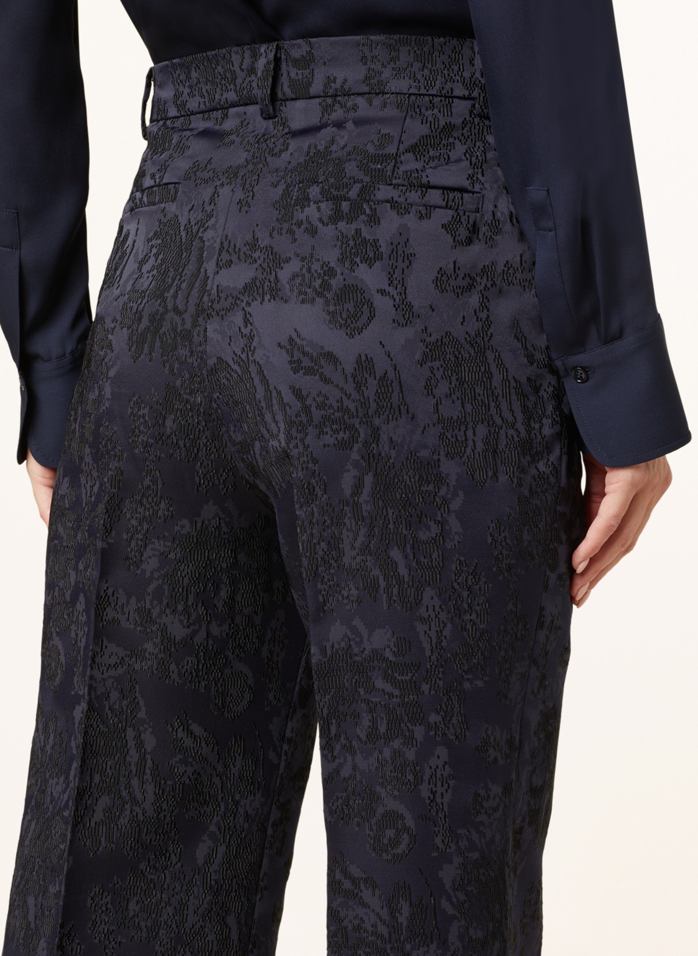VANILIA Wide leg trousers made of jacquard, Color: DARK BLUE/ BLACK (Image 5)