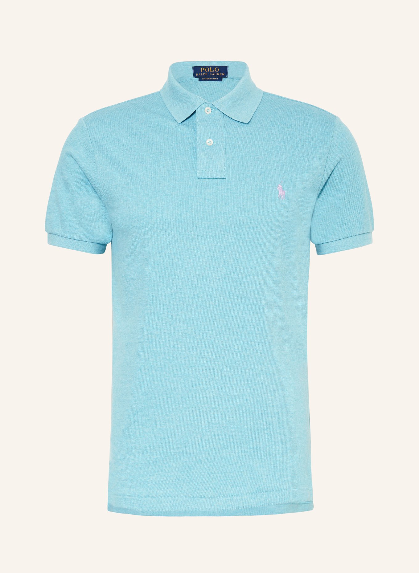 POLO RALPH LAUREN Piqué-Poloshirt Custom Slim Fit, Farbe: HELLBLAU (Bild 1)