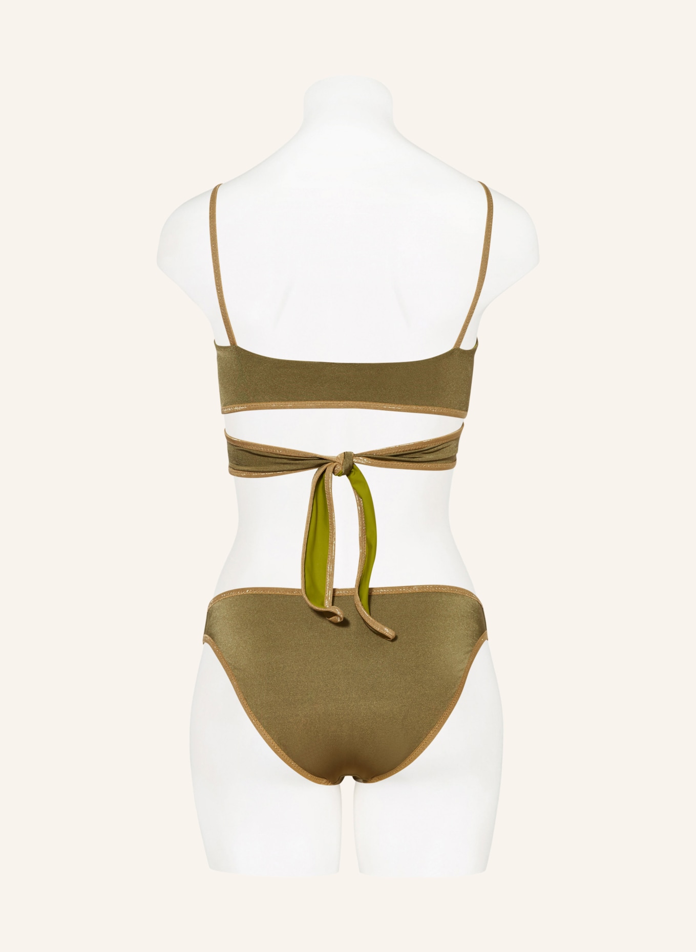 MYMARINI Basic bikini bottoms SHINE reversible , Color: LIGHT GREEN/ OLIVE (Image 3)