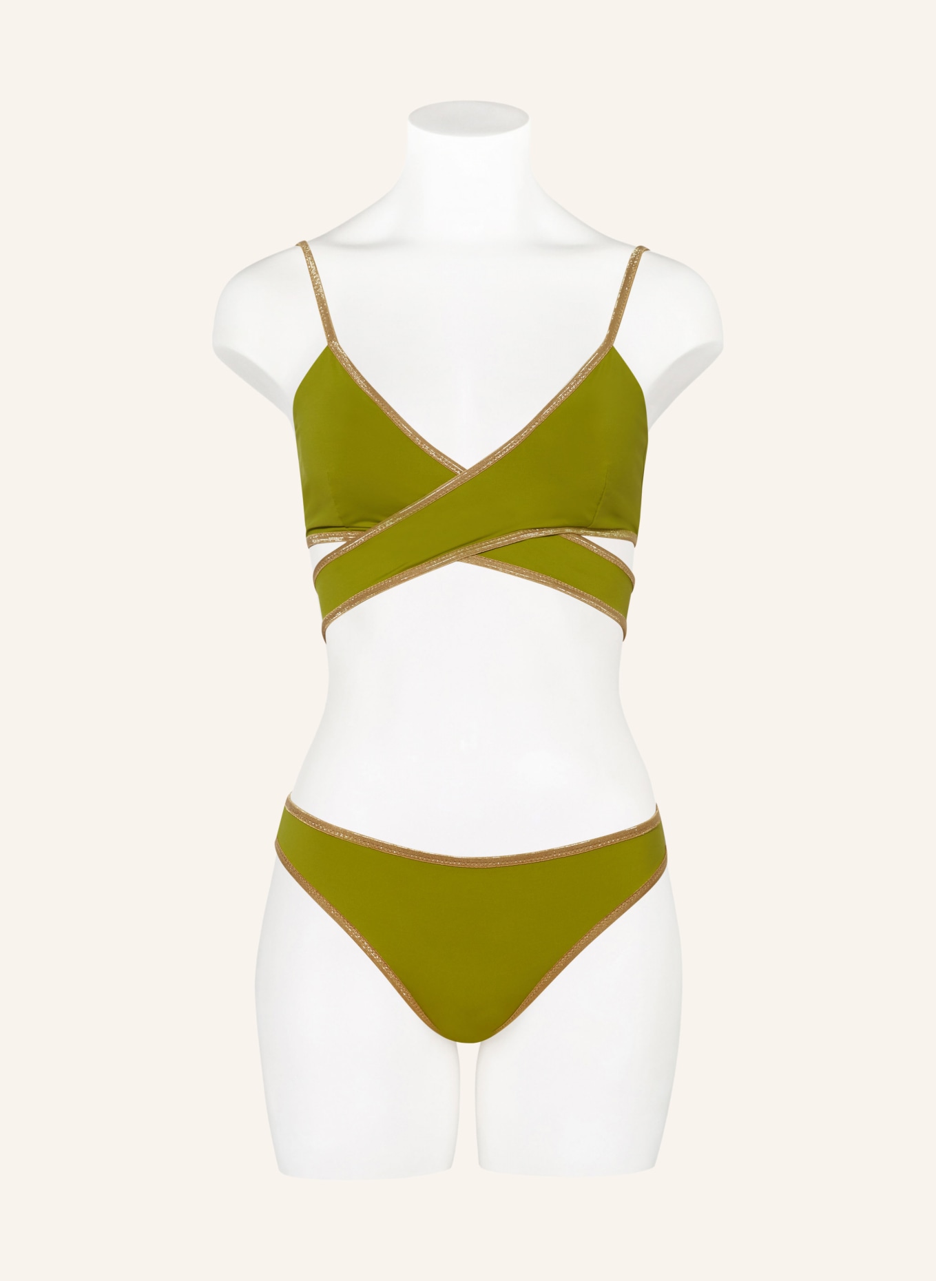 MYMARINI Basic bikini bottoms SHINE reversible , Color: LIGHT GREEN/ OLIVE (Image 4)