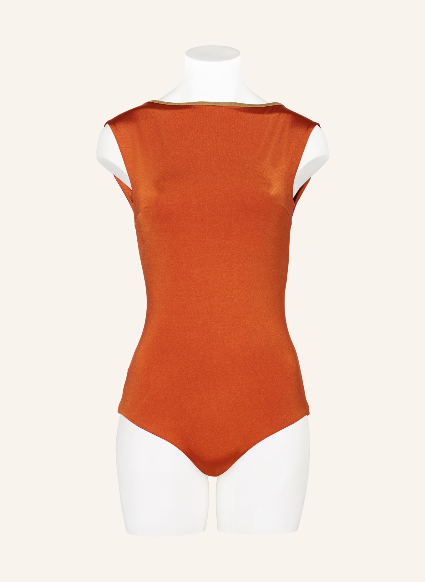 MYMARINI Swimsuit SEABODY SHINE reversible , Color: FUCHSIA/ DARK ORANGE (Image 2)