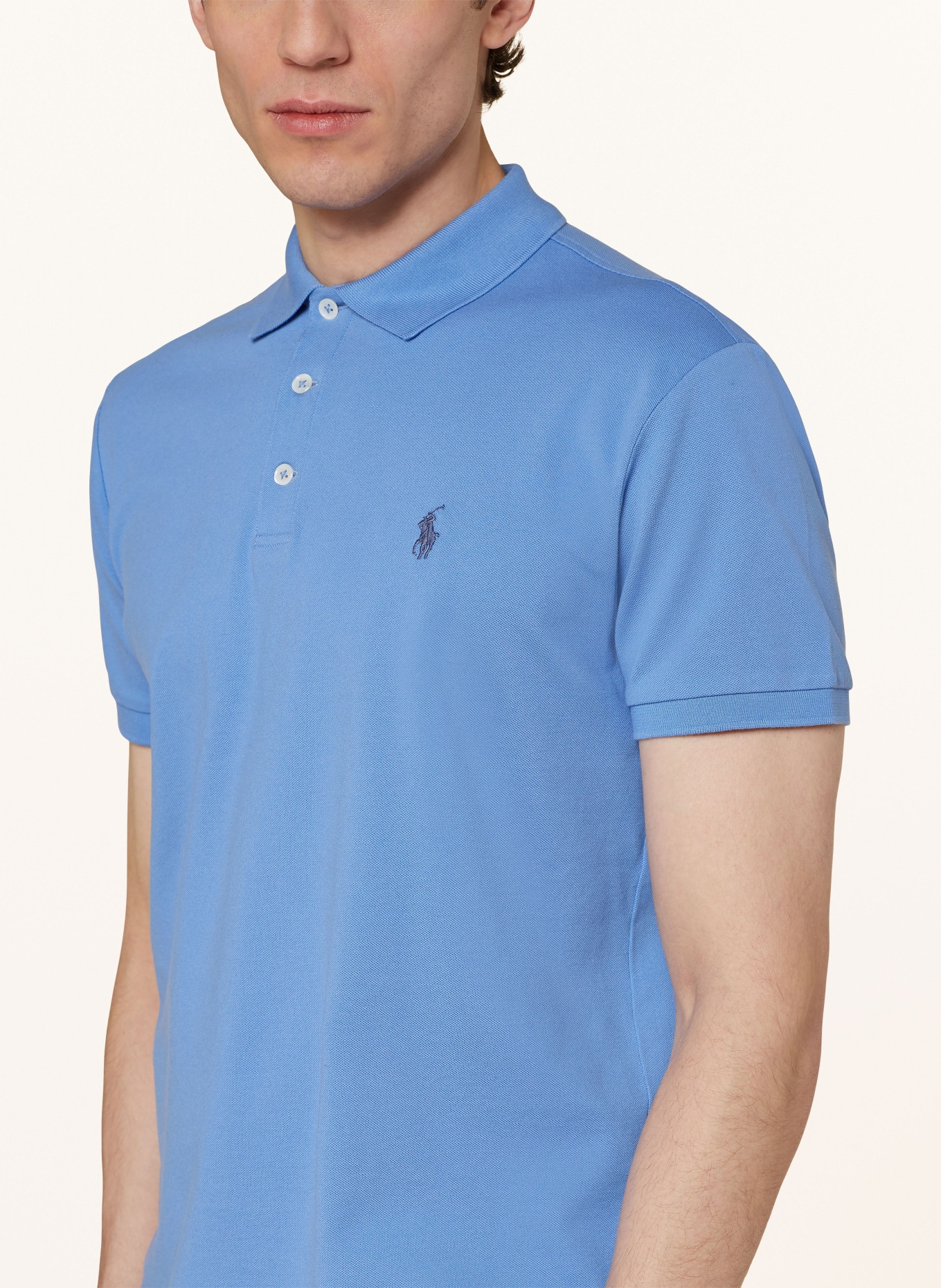 POLO RALPH LAUREN Piqué-Poloshirt Custom Slim Fit, Farbe: BLAU (Bild 4)