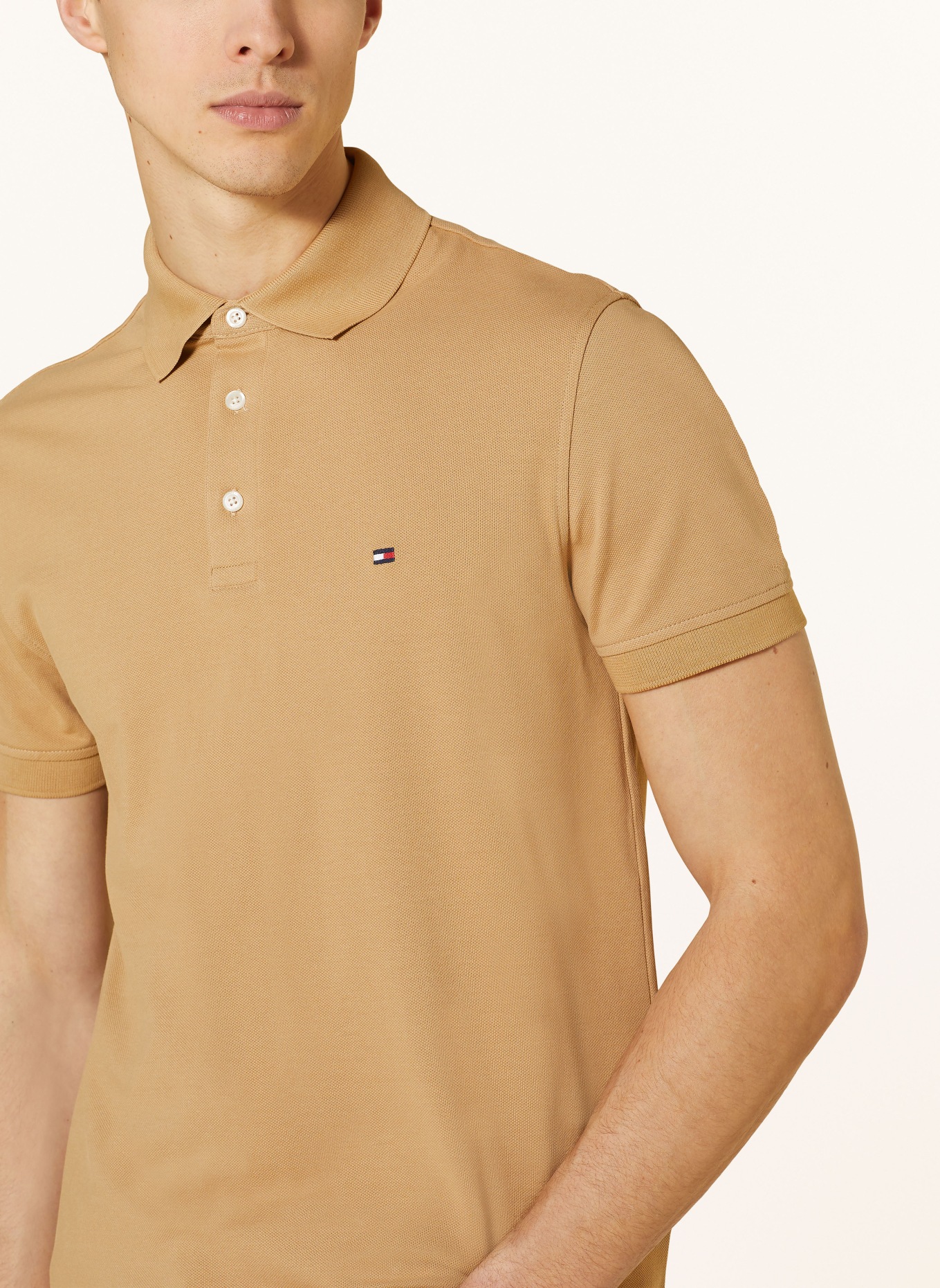 TOMMY HILFIGER Piqué polo shirt slim fit, Color: CAMEL (Image 4)