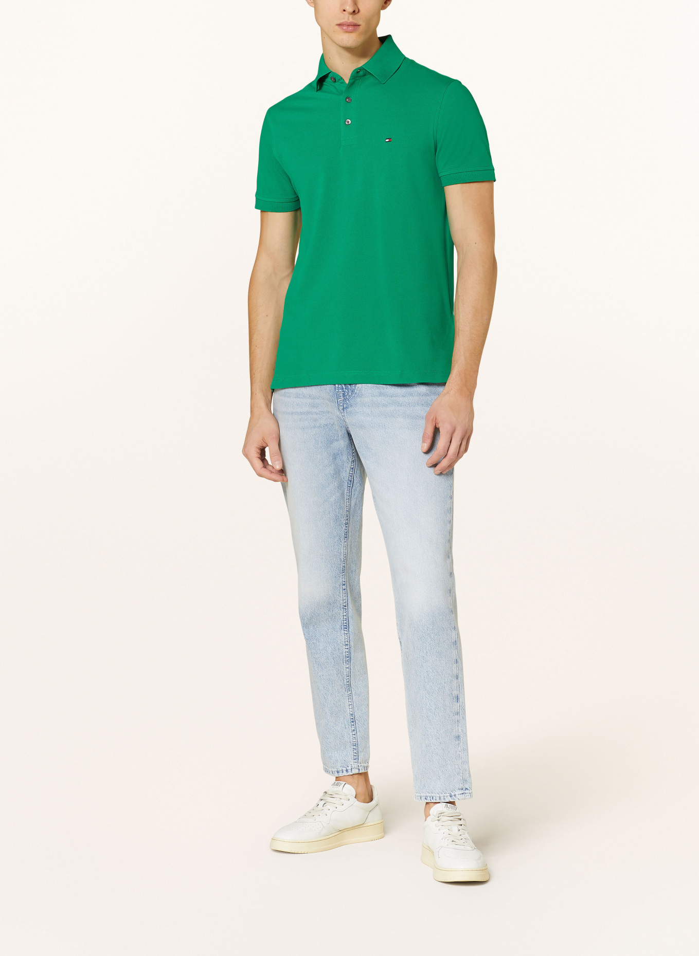 TOMMY HILFIGER Piqué-Poloshirt Slim Fit: GRÜN