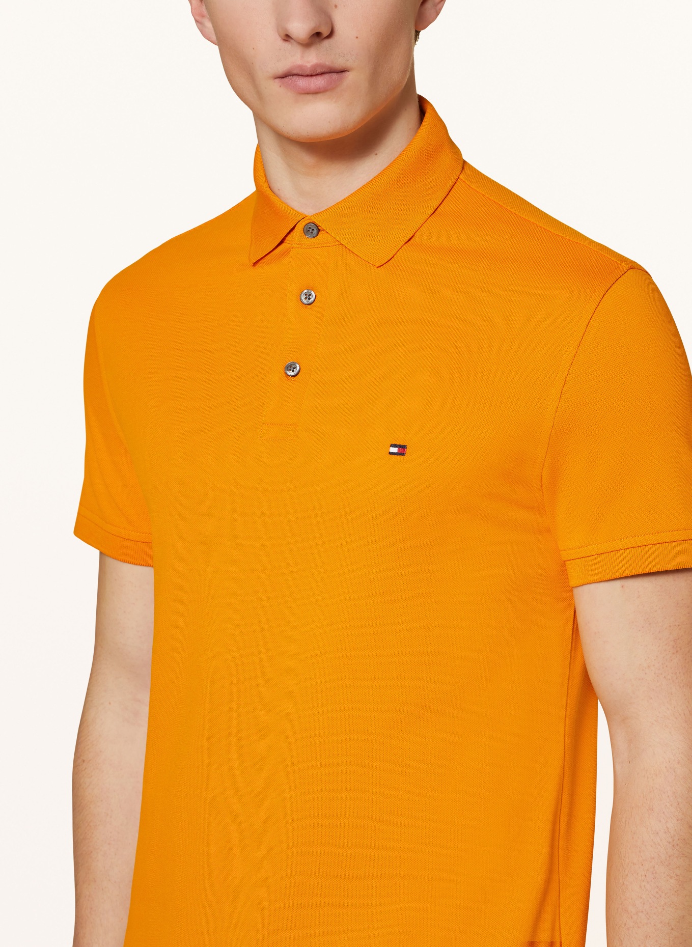 TOMMY HILFIGER Piqué-Poloshirt Slim Fit: ORANGE