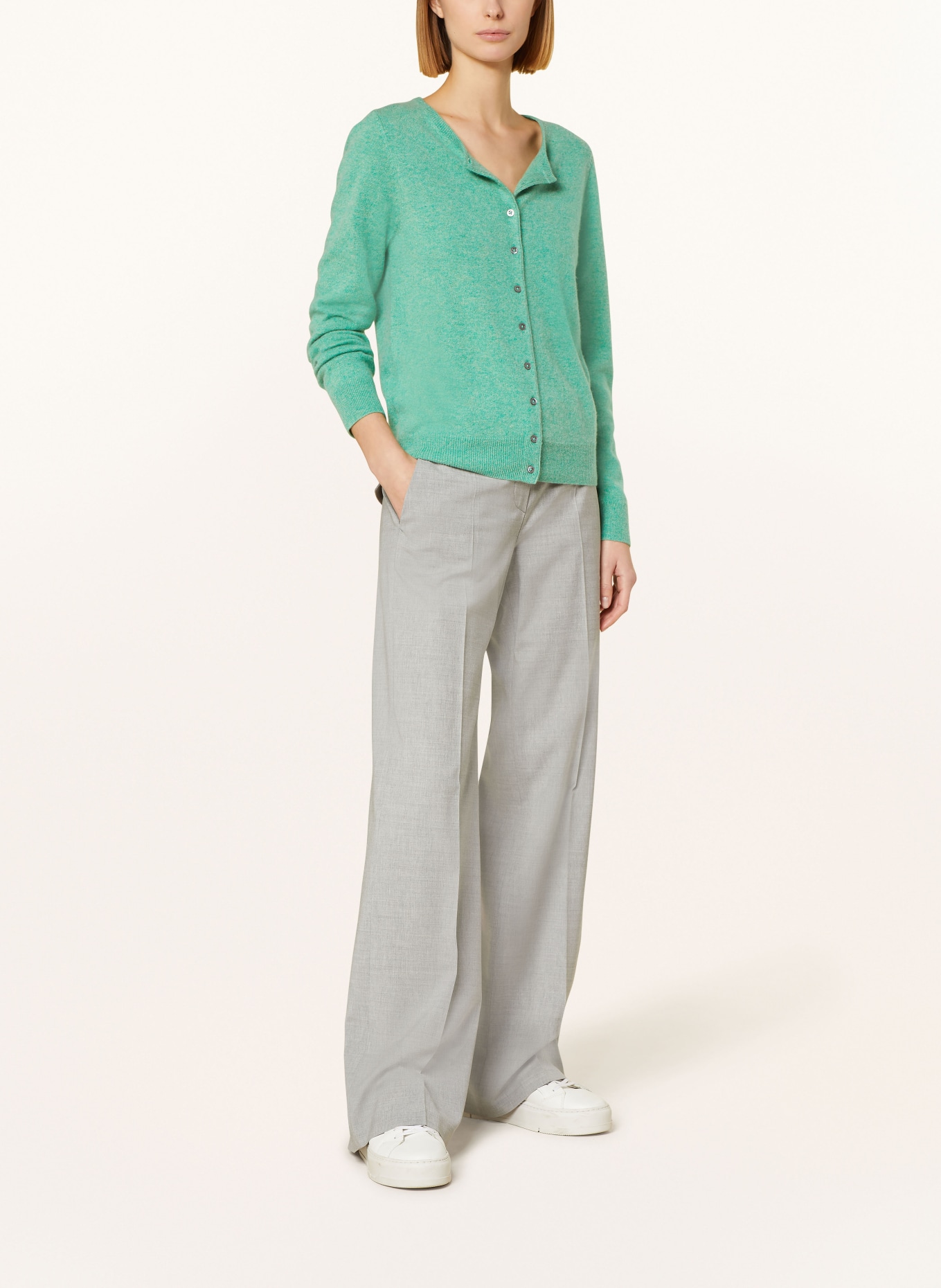 REPEAT Cashmere cardigan, Color: GREEN (Image 2)