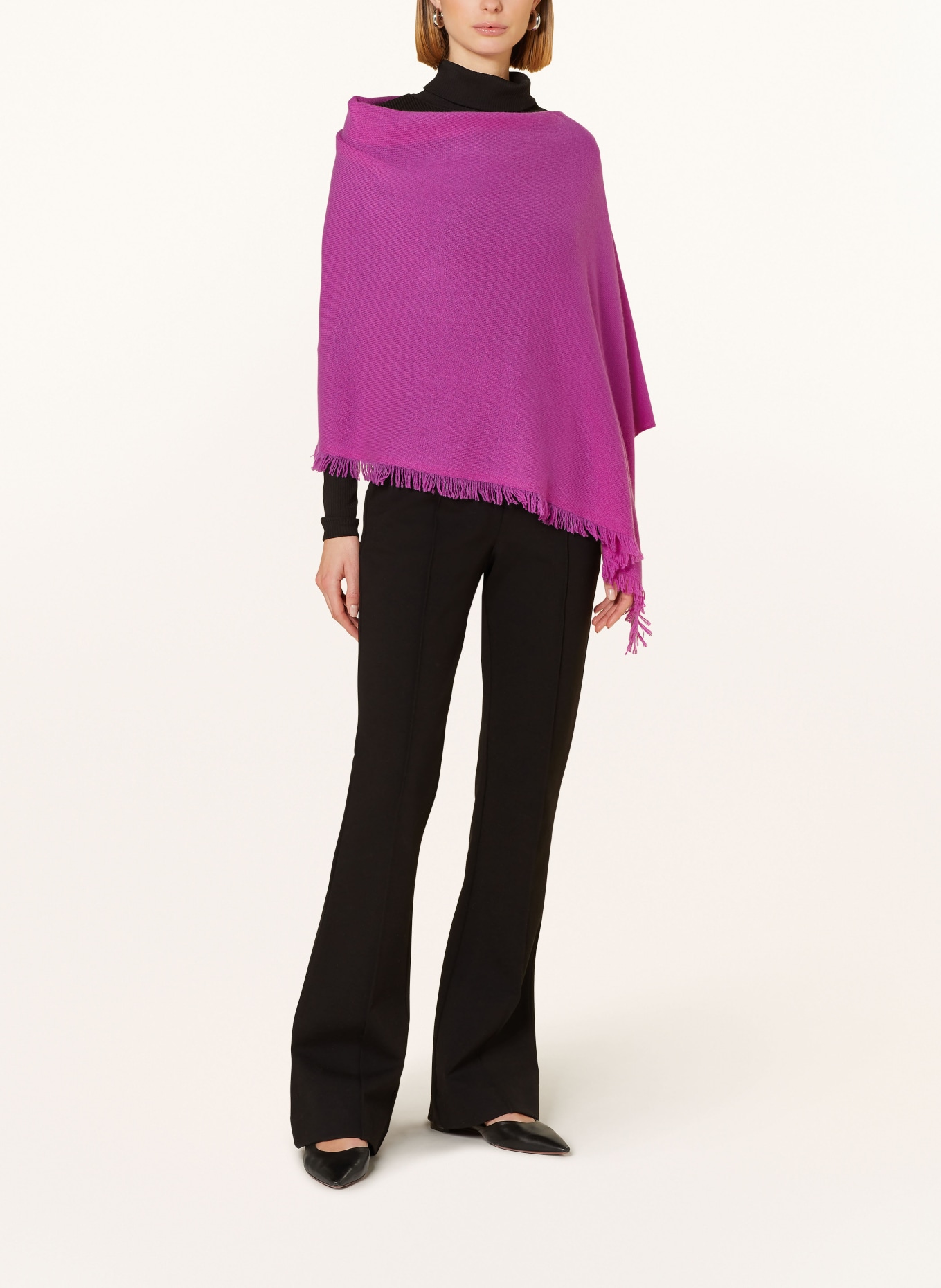 REPEAT Cashmere poncho, Color: FUCHSIA (Image 2)
