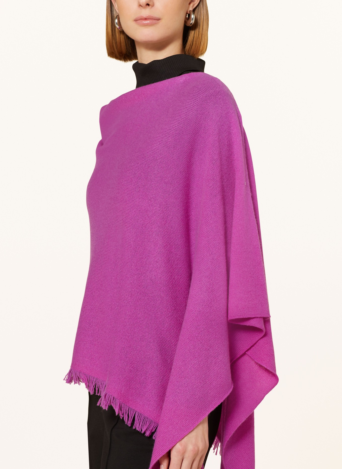 REPEAT Cashmere poncho, Color: FUCHSIA (Image 4)
