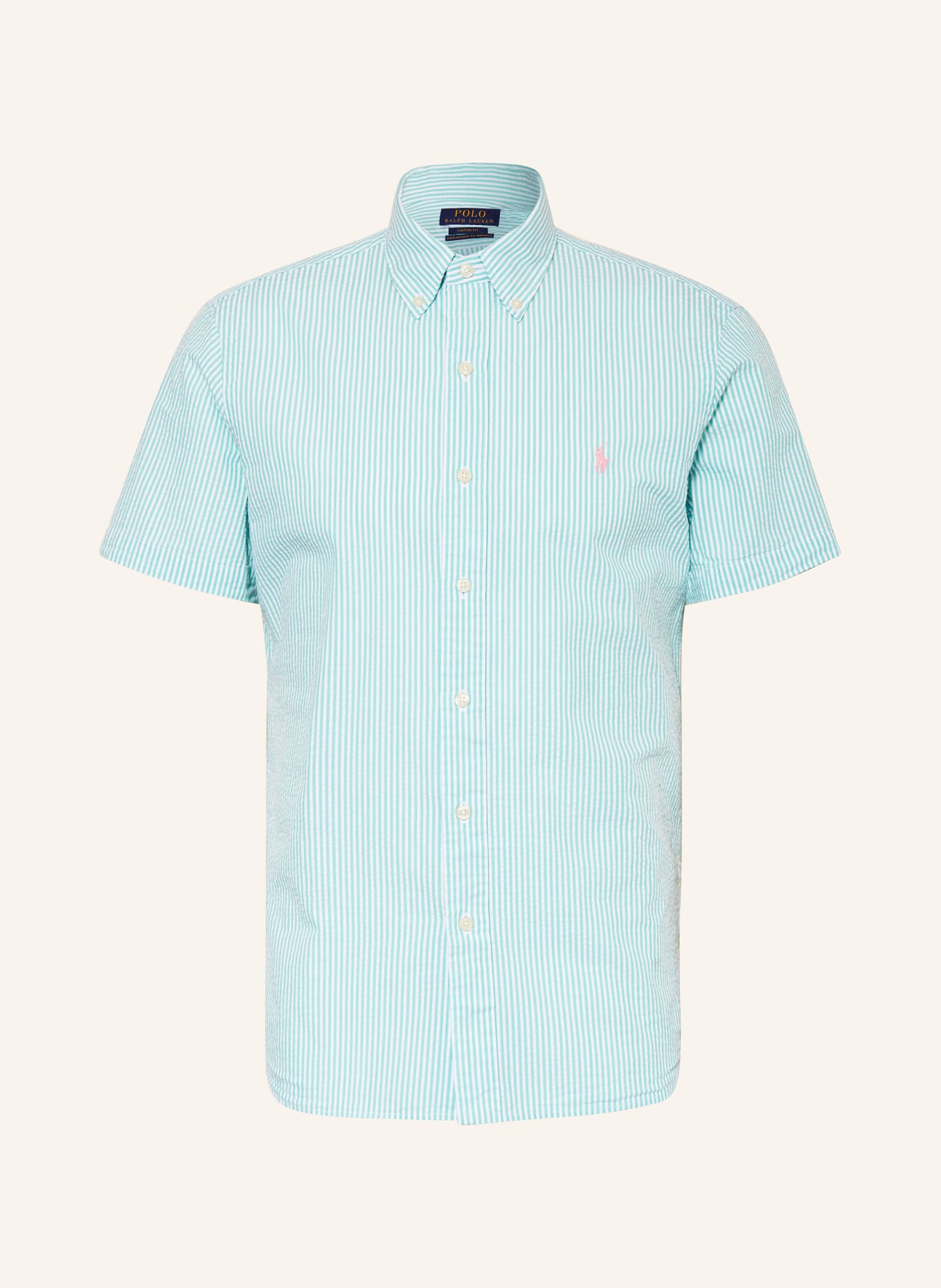 POLO RALPH LAUREN Short sleeve shirt Custom Fit, Color: GREEN/ WHITE (Image 1)