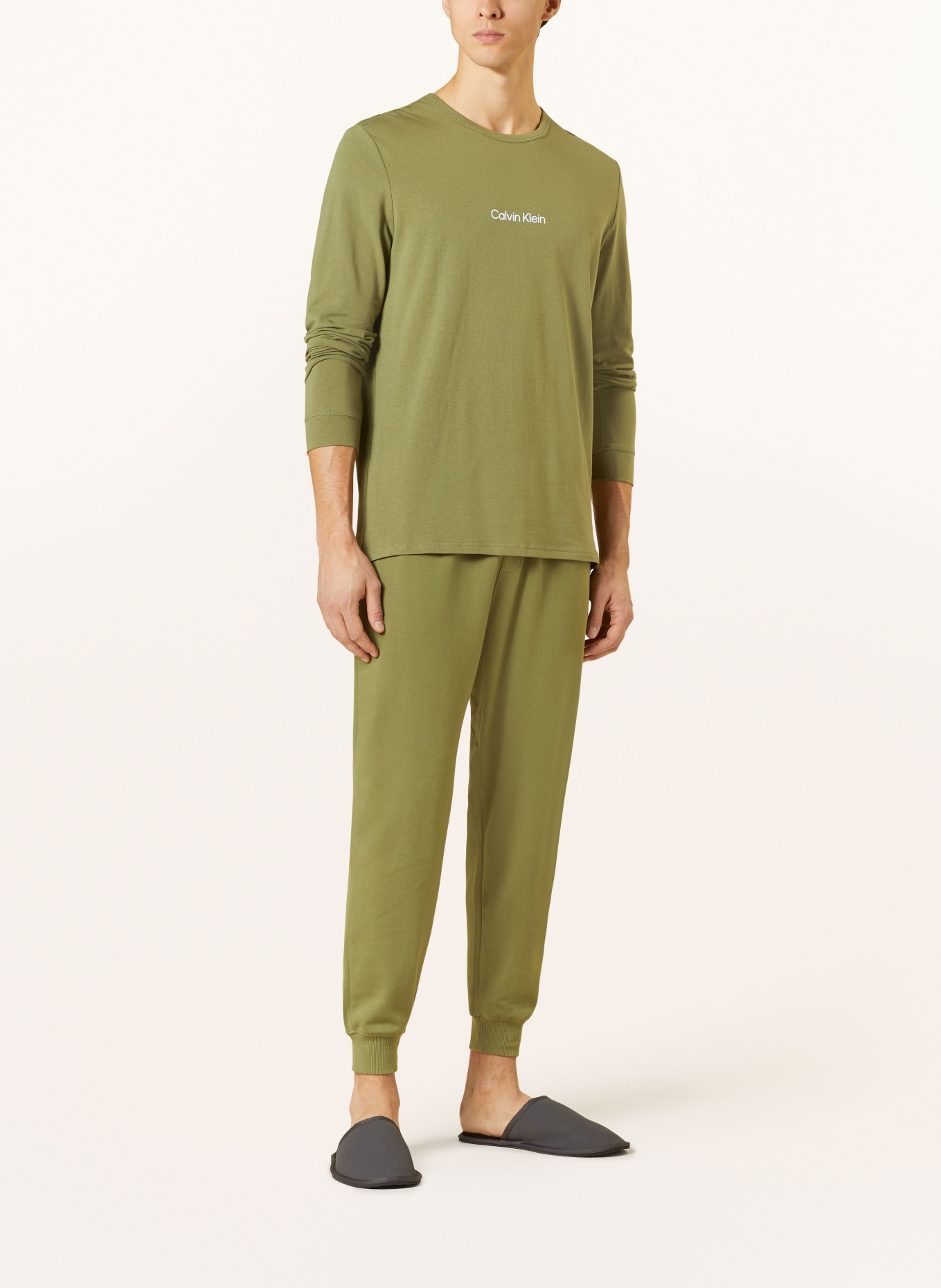 Calvin Klein Pohodlné domácí tričko MODERN STRUCTURE, Barva: OLIVOVÁ (Obrázek 2)