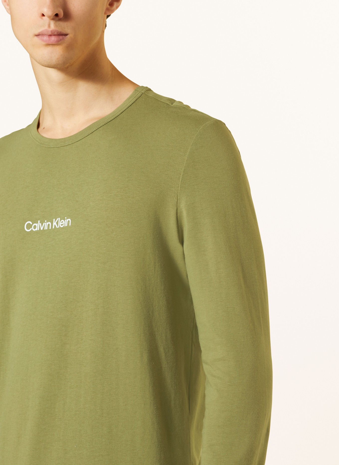 Calvin Klein Pohodlné domácí tričko MODERN STRUCTURE, Barva: OLIVOVÁ (Obrázek 4)
