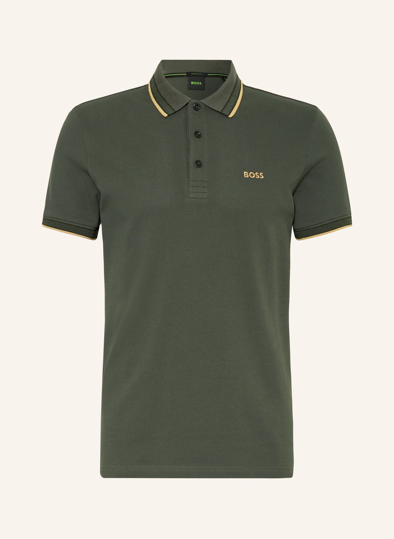 BOSS Piqué-Poloshirt PADDY CURVED Regular Fit, Farbe: OLIV (Bild 1)