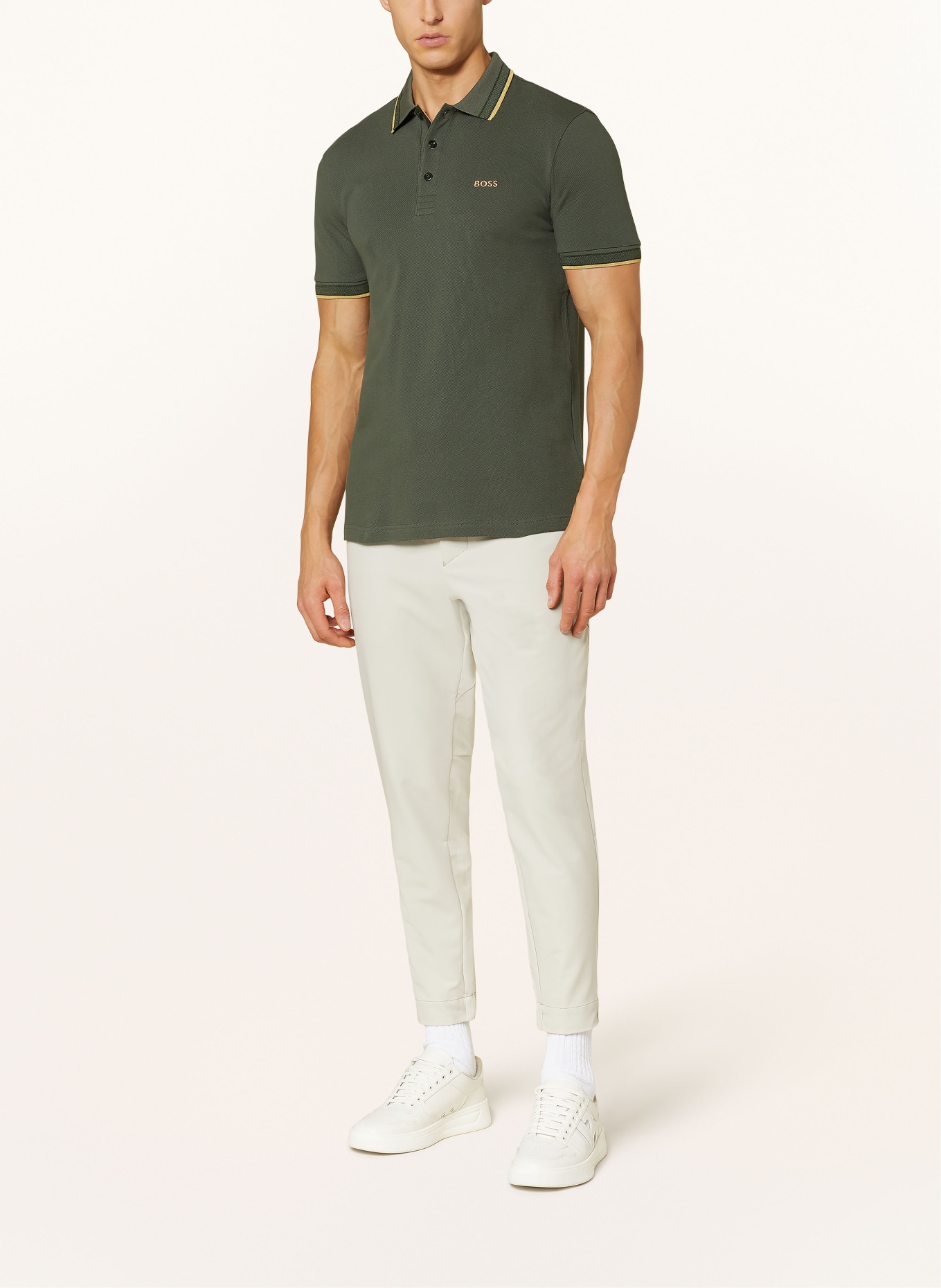 BOSS Piqué-Poloshirt PADDY CURVED Regular Fit, Farbe: OLIV (Bild 2)