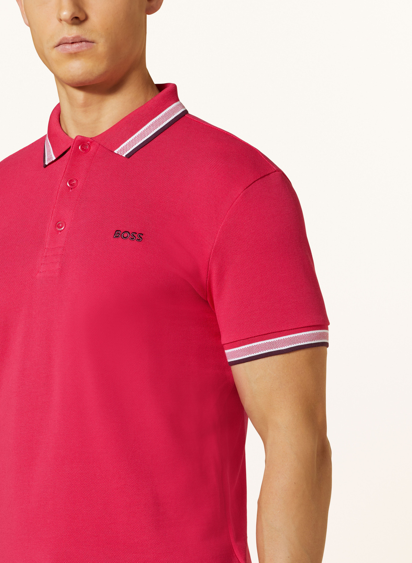 BOSS Piqué-Poloshirt PADDY CURVED Regular Fit, Farbe: PINK (Bild 4)