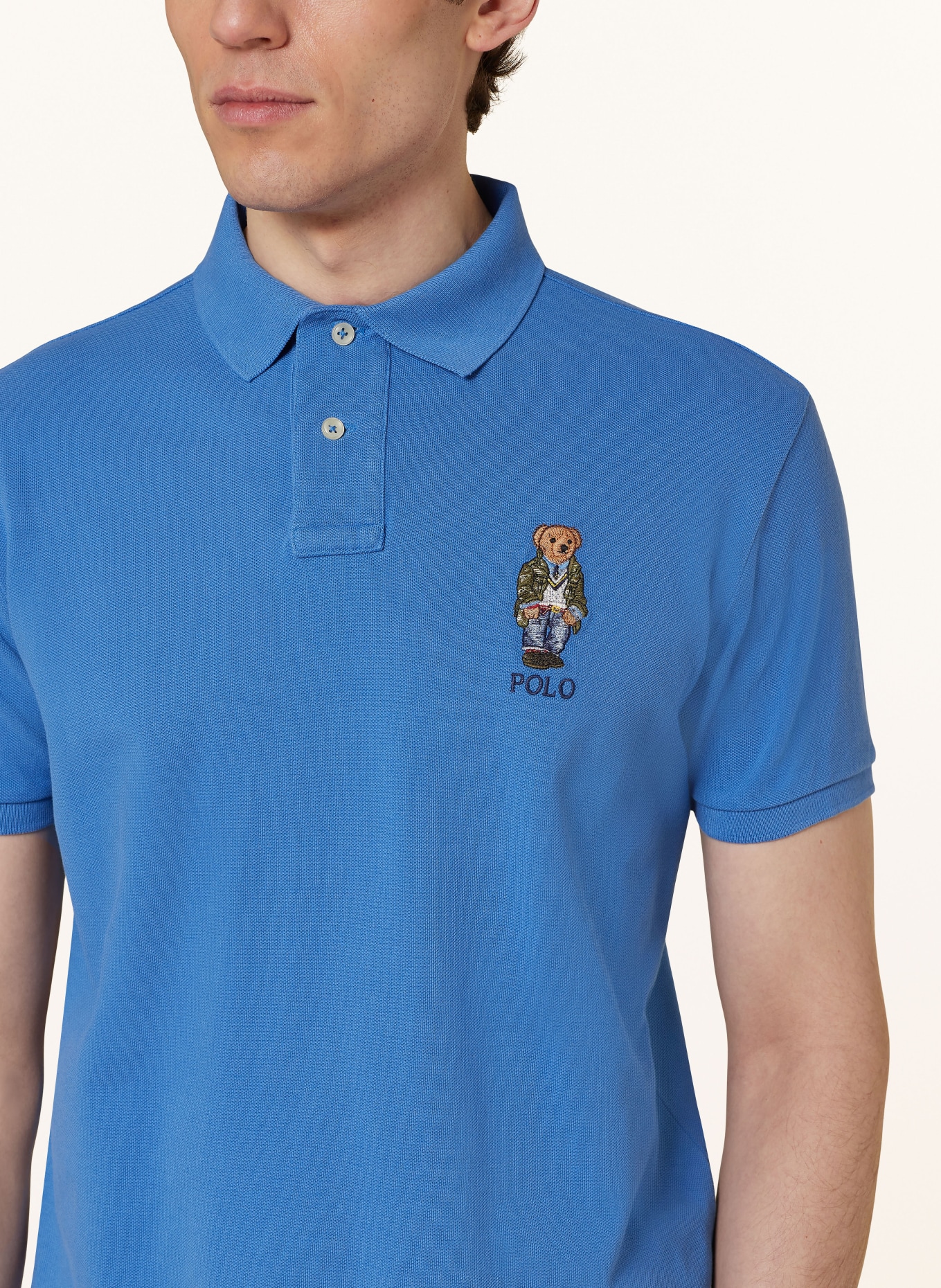 POLO RALPH LAUREN Koszulka polo z piki custom slim fit , Kolor: NIEBIESKI (Obrazek 4)