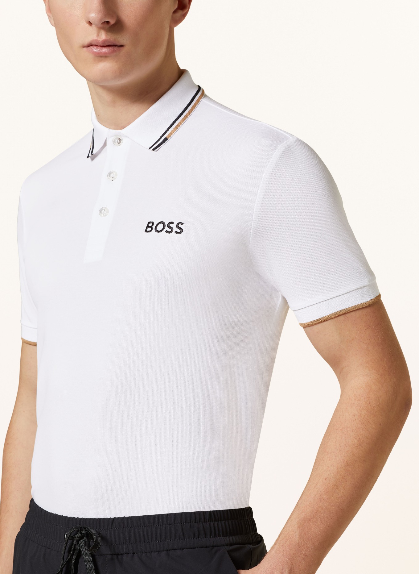 BOSS Funktions-Poloshirt PADDY PRO, Farbe: WEISS/ BEIGE (Bild 4)