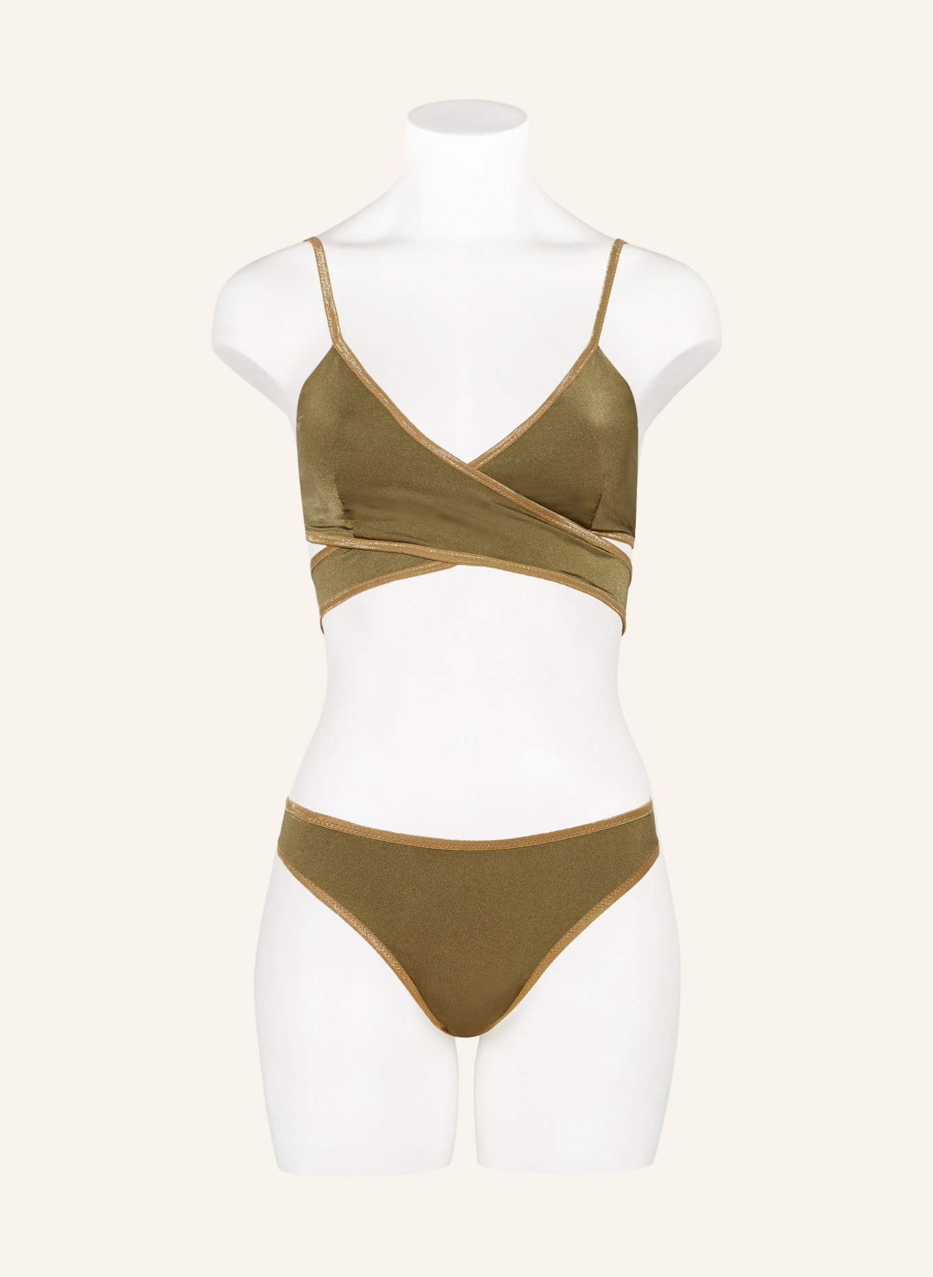MYMARINI Bralette bikini top SHINE reversible with UV protection 50+, Color: LIGHT GREEN/ OLIVE (Image 2)