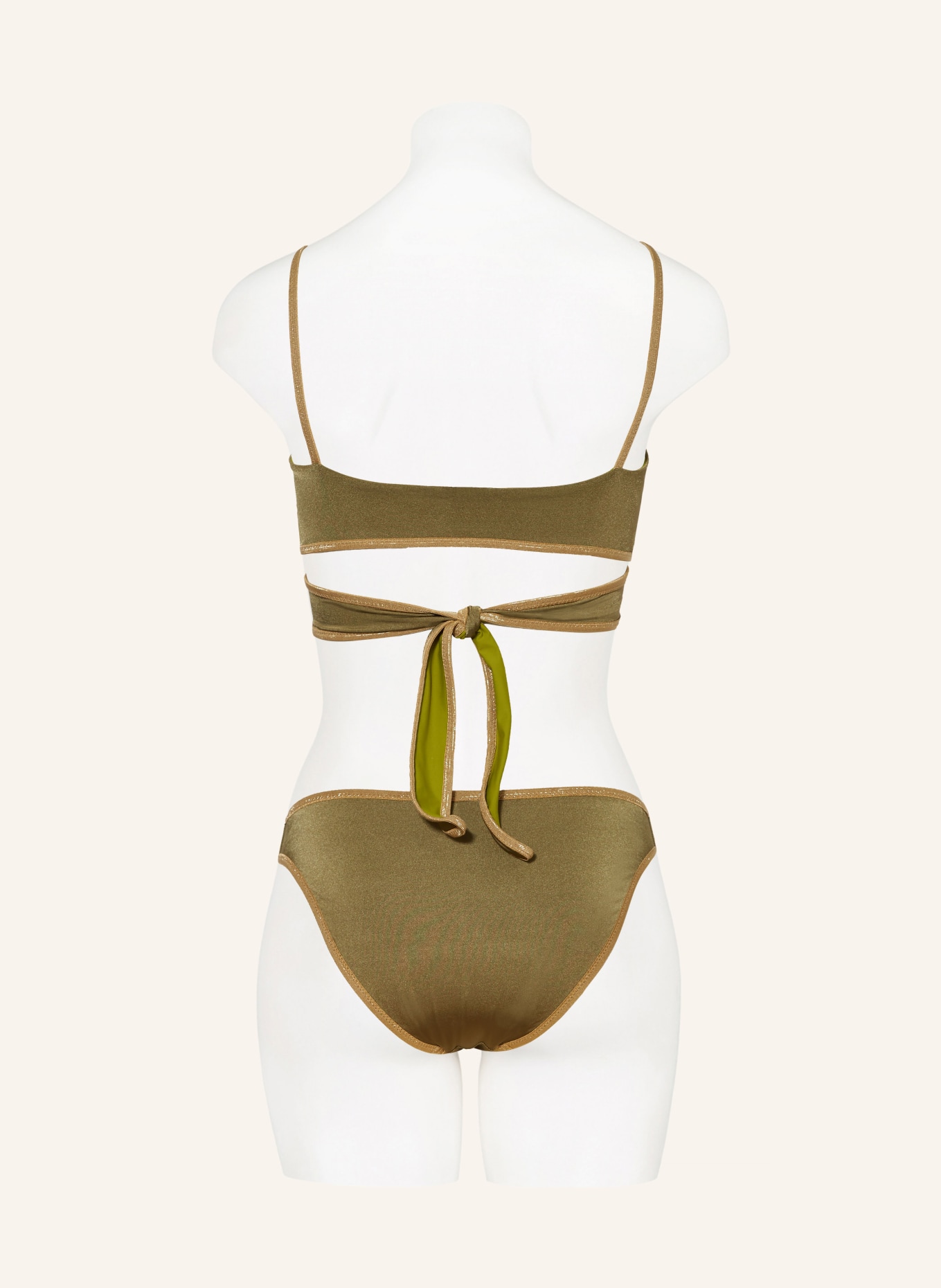MYMARINI Bralette bikini top SHINE reversible with UV protection 50+, Color: LIGHT GREEN/ OLIVE (Image 3)