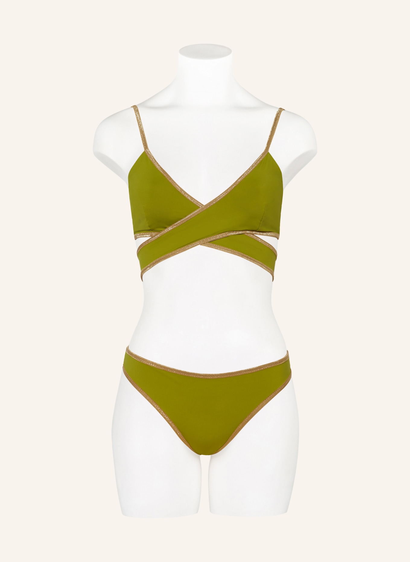 MYMARINI Bralette bikini top SHINE reversible, Color: LIGHT GREEN/ OLIVE (Image 4)