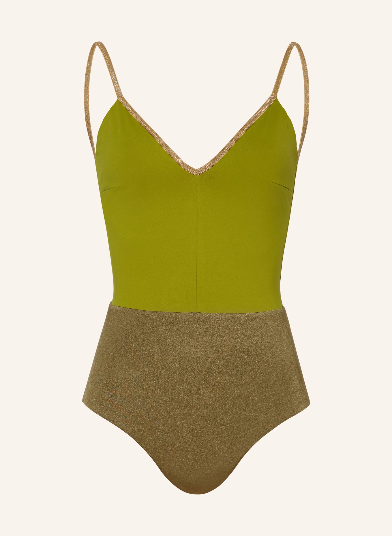 MYMARINI Swimsuit VACATIONBODY SHINE reversible, Color: LIGHT GREEN/ OLIVE (Image 1)