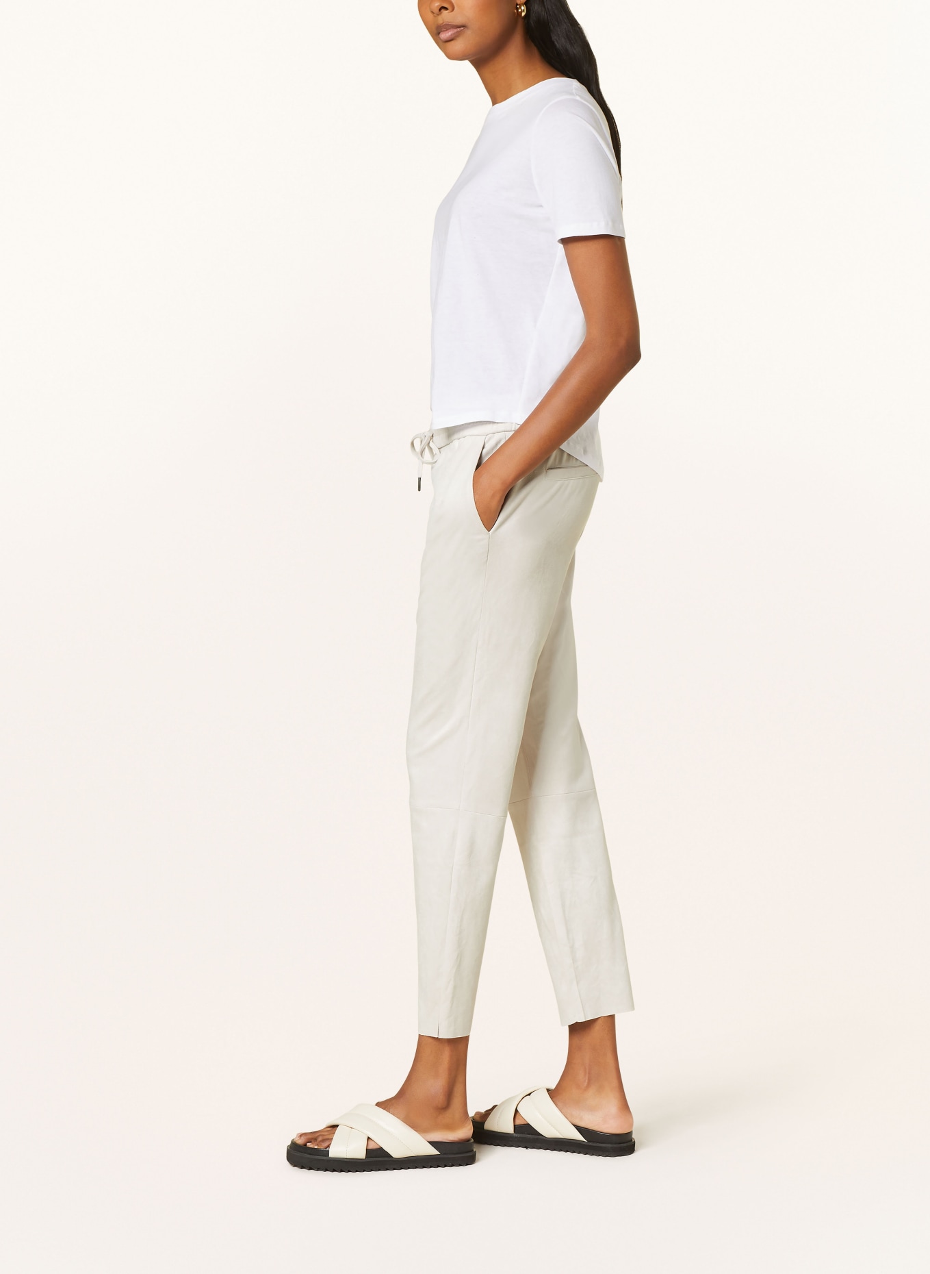 Juvia 7/8 trousers in leather look, Color: CREAM (Image 4)