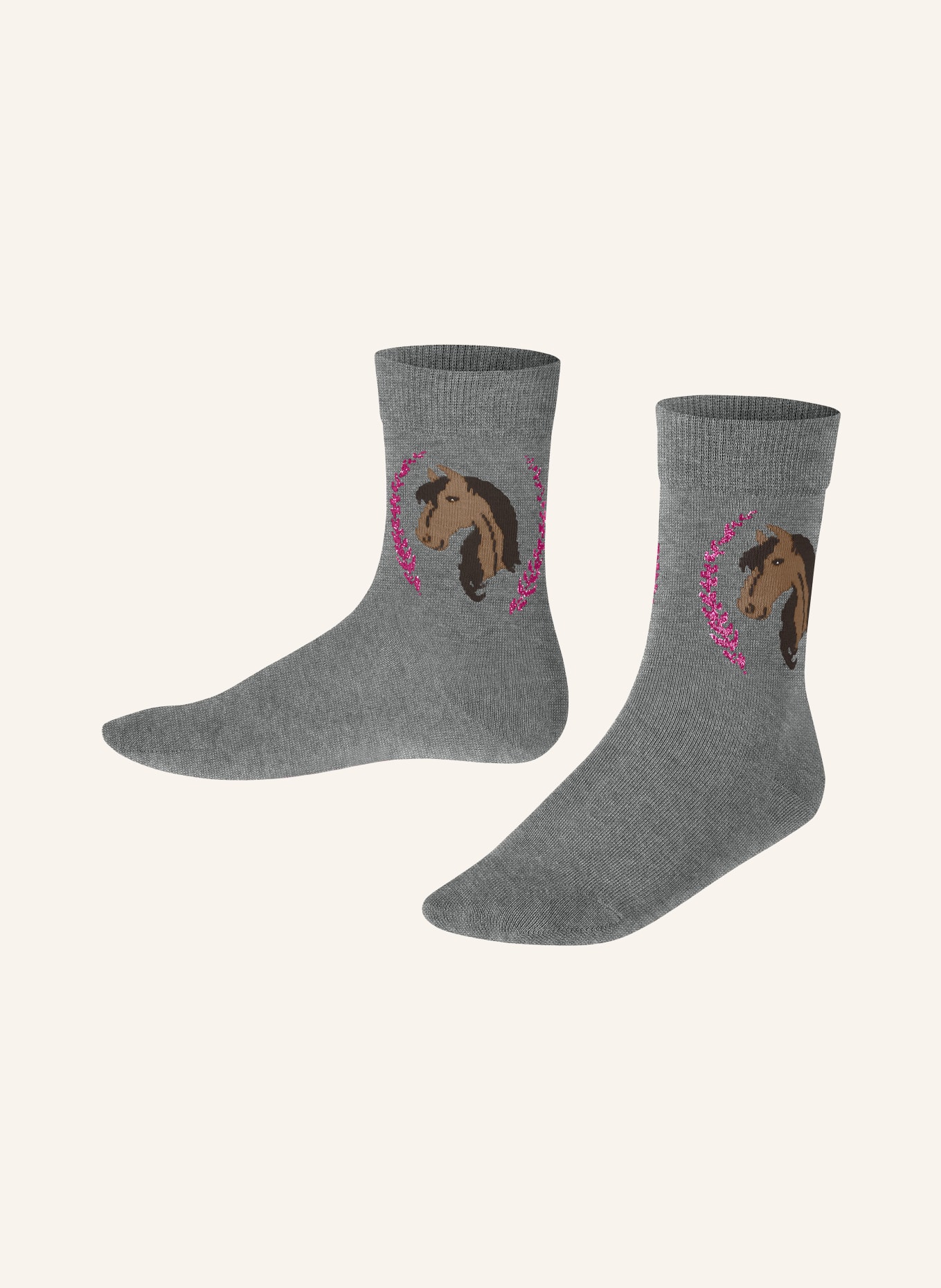 FALKE Socken HORSE, Farbe: HELLGRAU/ BRAUN/ PINK (Bild 1)