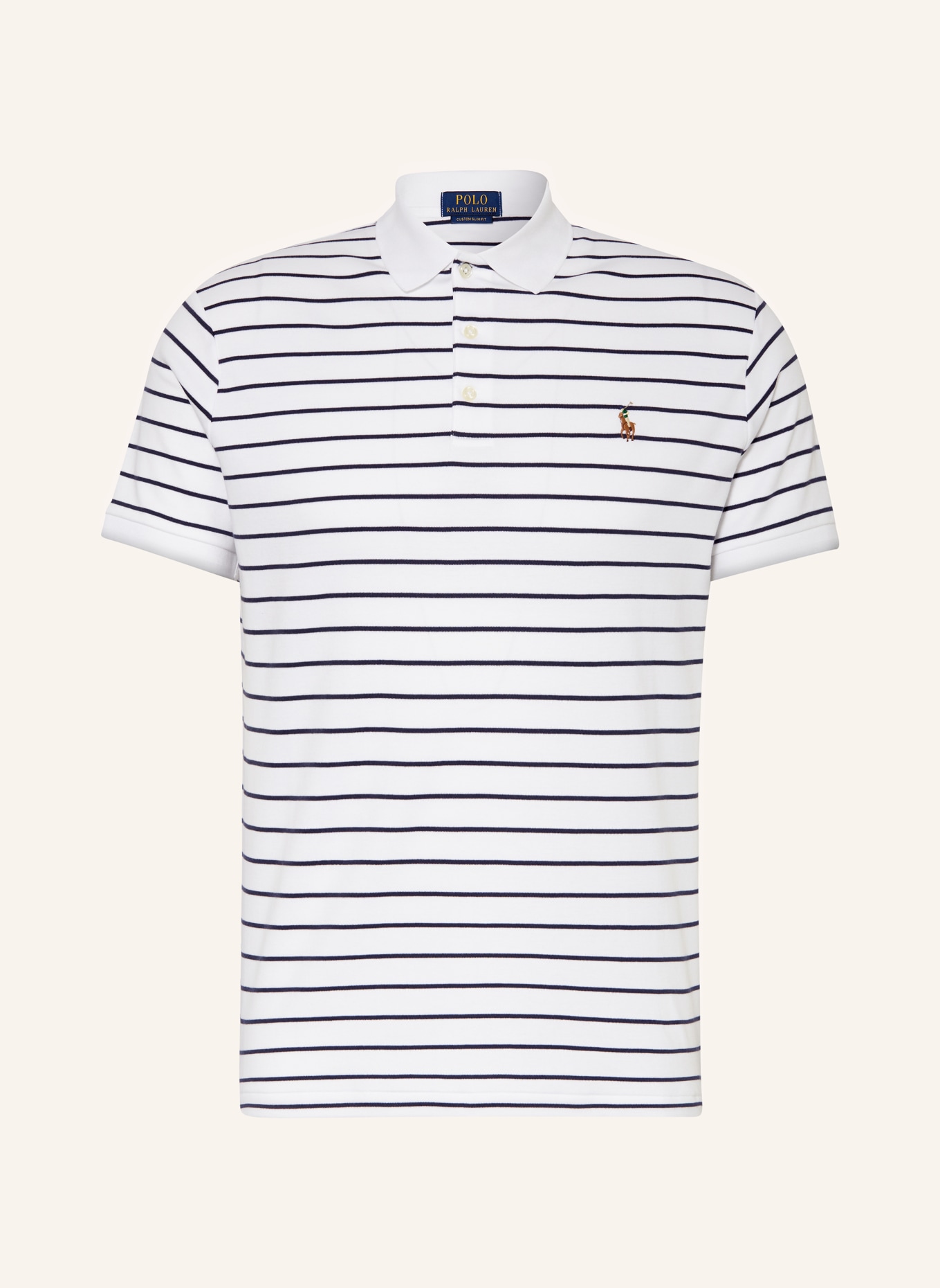 POLO RALPH LAUREN Jersey polo shirt custom slim fit , Color: WHITE/ DARK BLUE (Image 1)