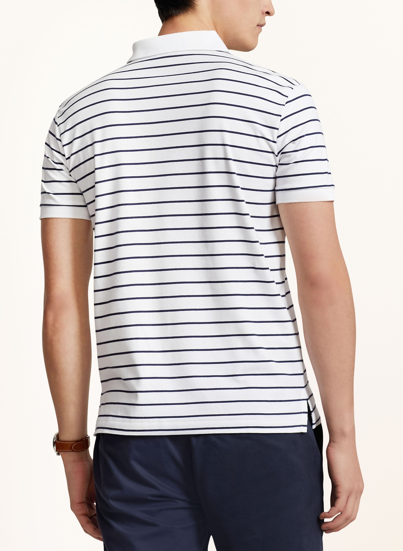 POLO RALPH LAUREN Jersey polo shirt custom slim fit , Color: WHITE/ DARK BLUE (Image 3)