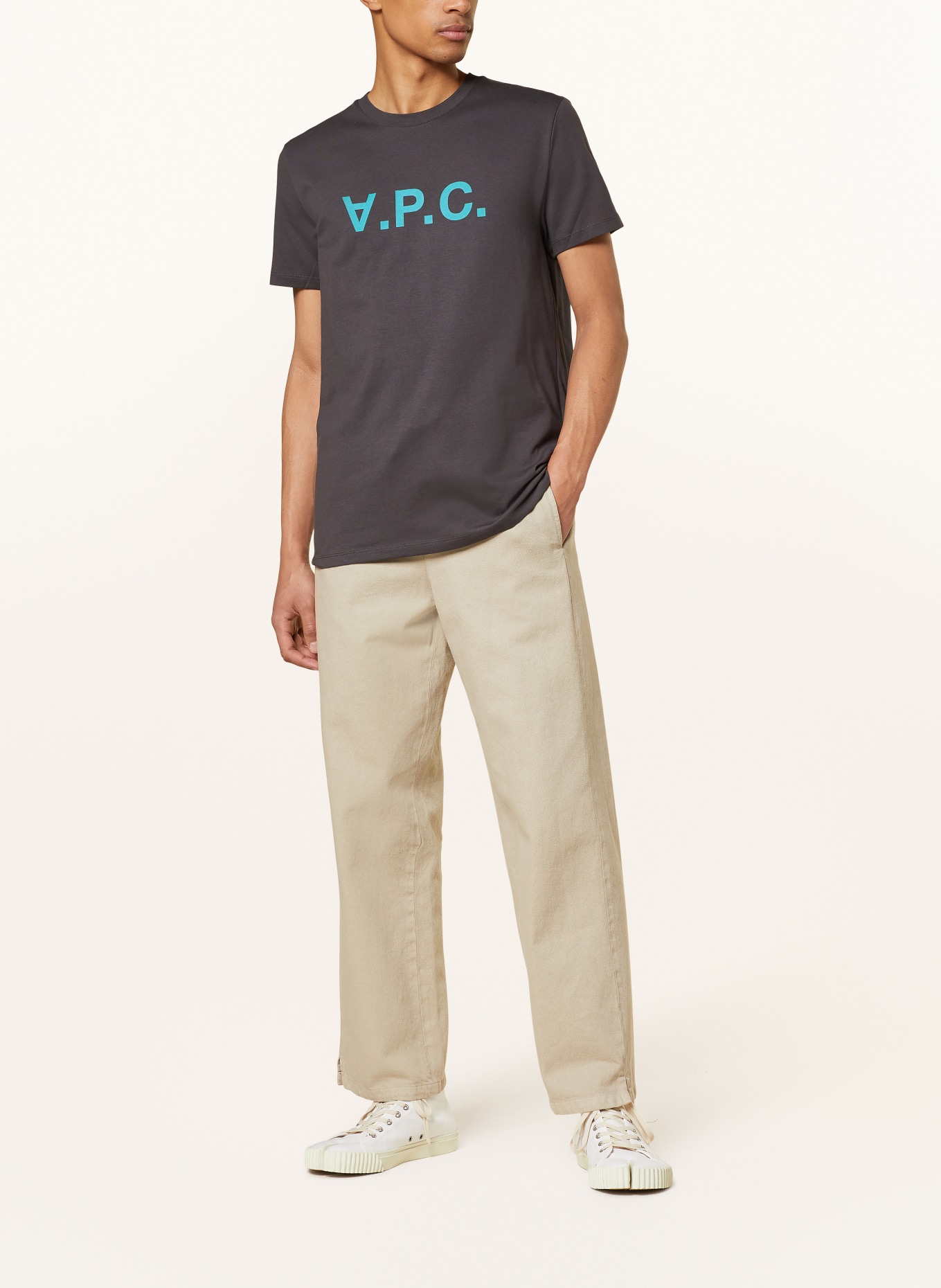 A.P.C. T-shirt, Color: DARK GRAY/ TURQUOISE (Image 2)