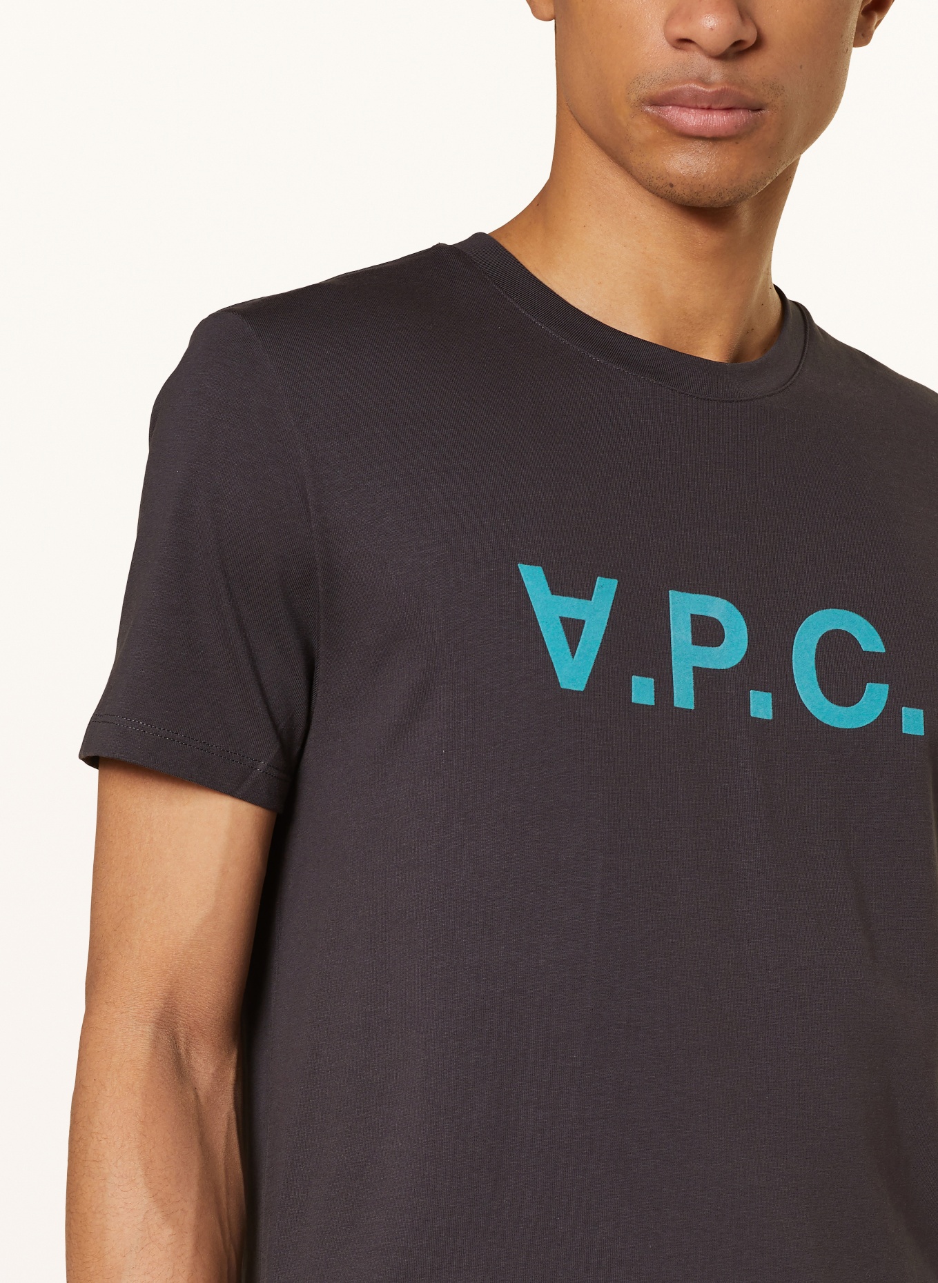 A.P.C. T-shirt, Color: DARK GRAY/ TURQUOISE (Image 4)