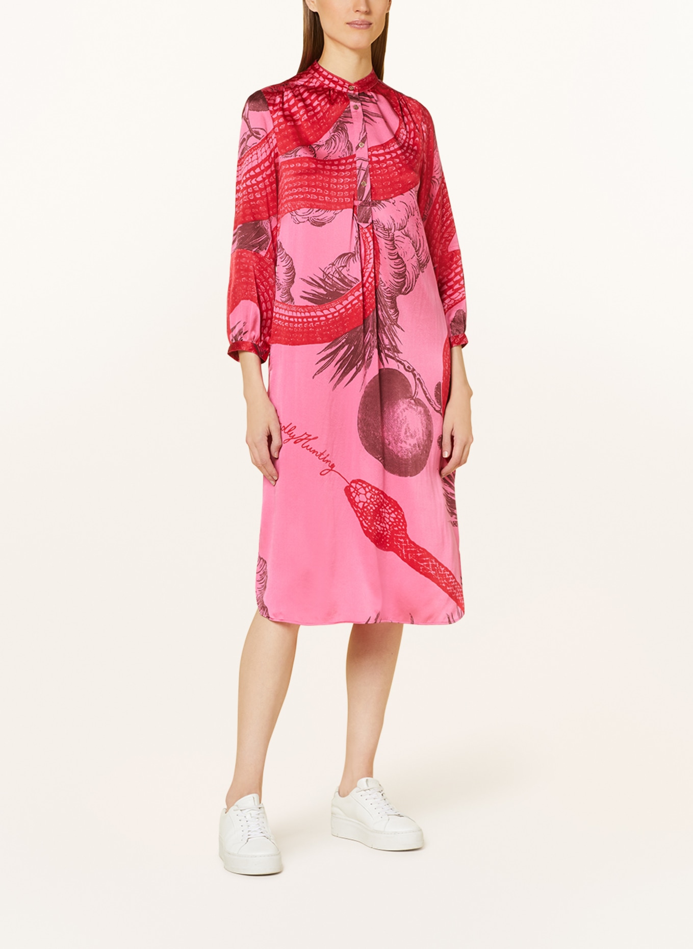 friendly hunting Silk dress, Color: PINK/ RED/ DARK RED (Image 2)