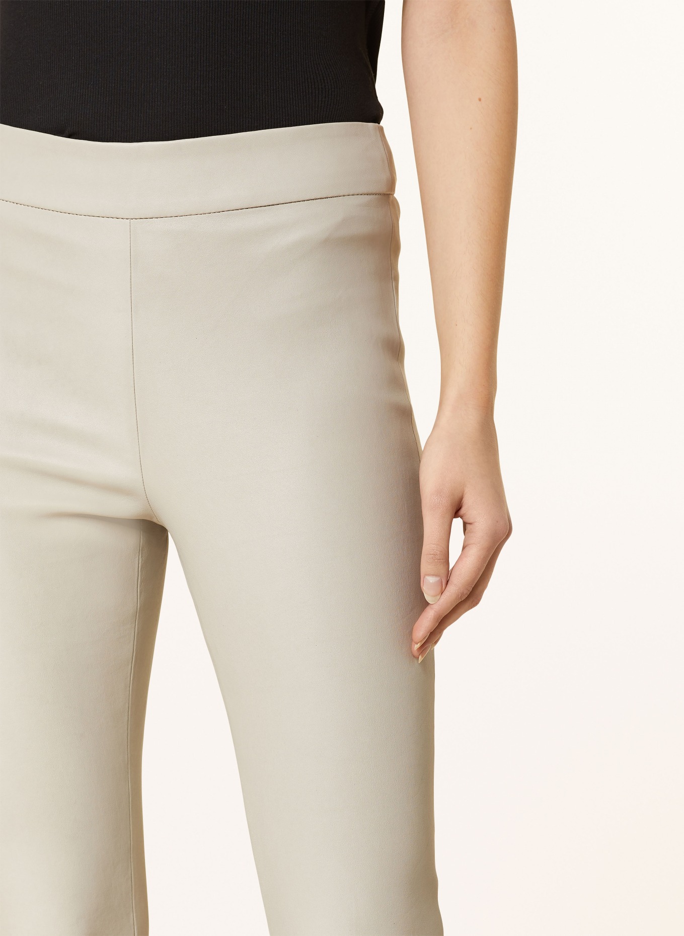 RIANI Spodnie skórzane, Kolor: BEŻOWY (Obrazek 5)