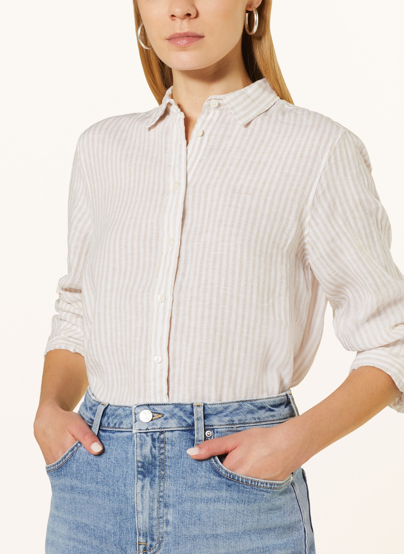 GANT Shirt blouse made of linen, Color: CREAM/ BEIGE (Image 4)