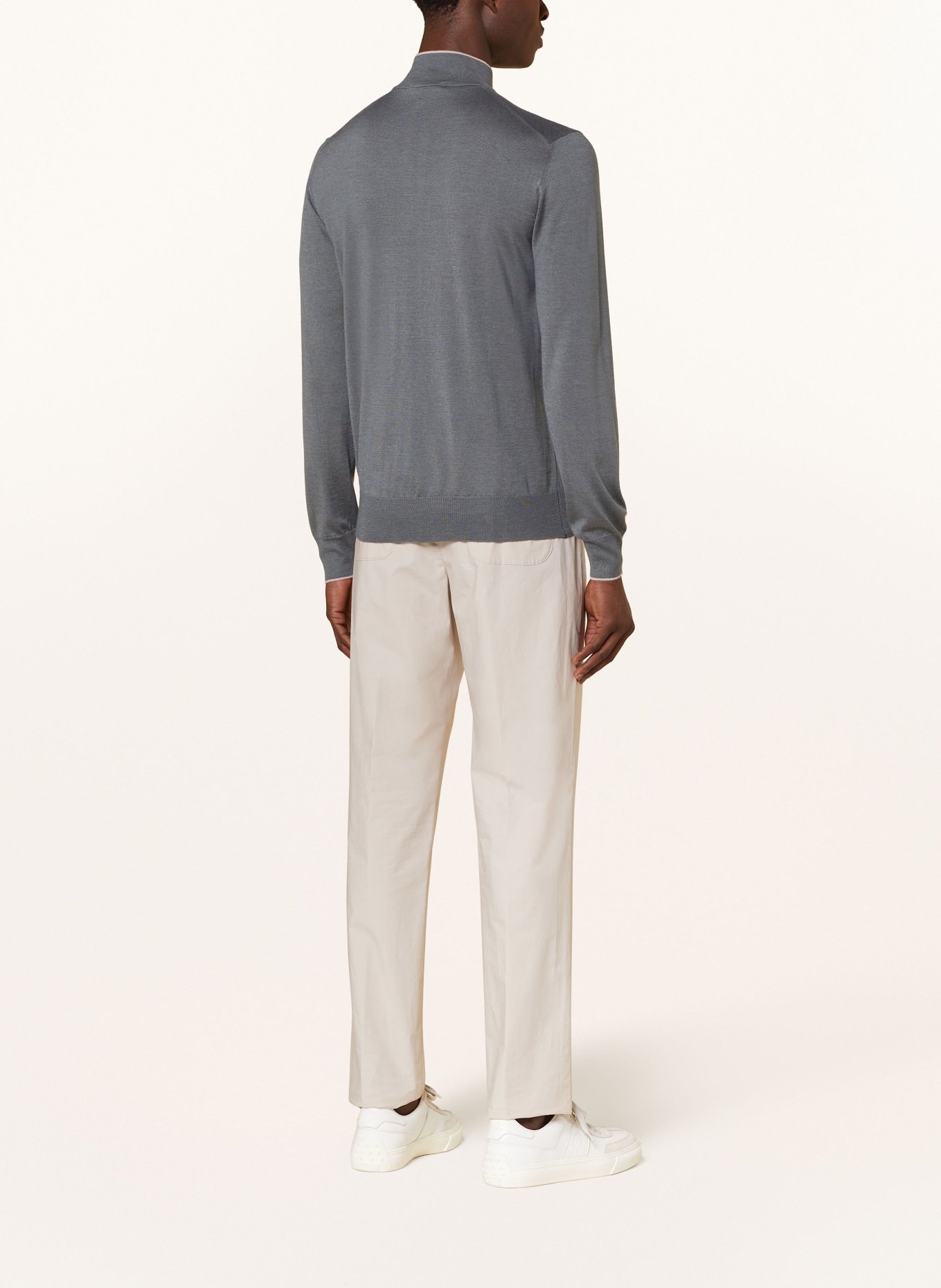 FIORONI Cashmere half-zip sweater with silk, Color: DARK GRAY (Image 3)