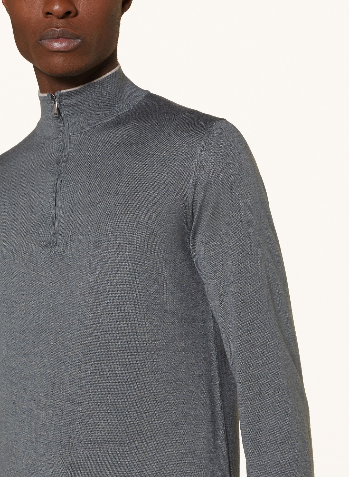 FIORONI Cashmere half-zip sweater with silk, Color: DARK GRAY (Image 4)