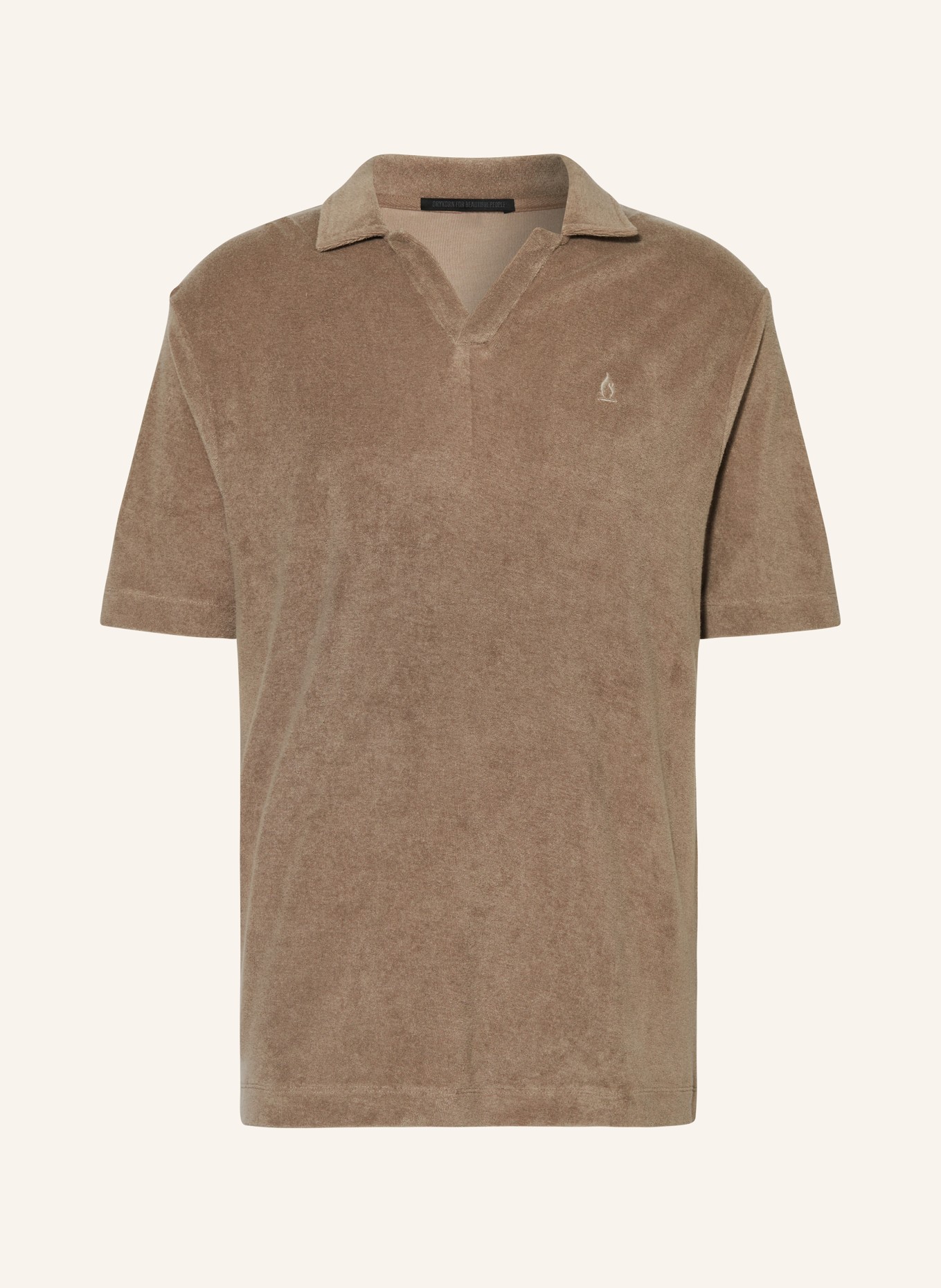 DRYKORN Terry polo shirt BENEDICKT, Color: LIGHT BROWN (Image 1)