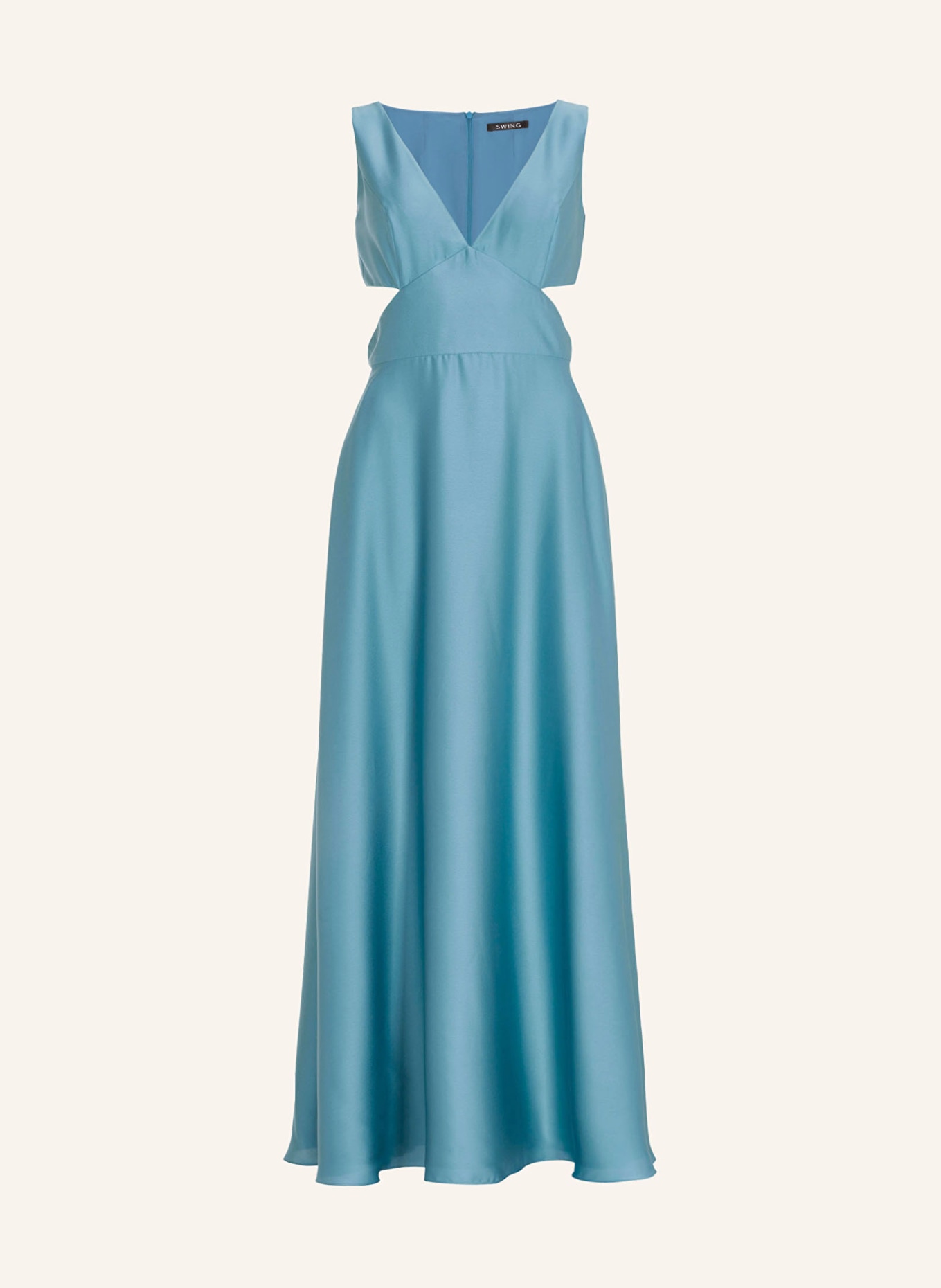 SWING Evening dress in satin with cut-outs, Color: BLUE (Image 1)