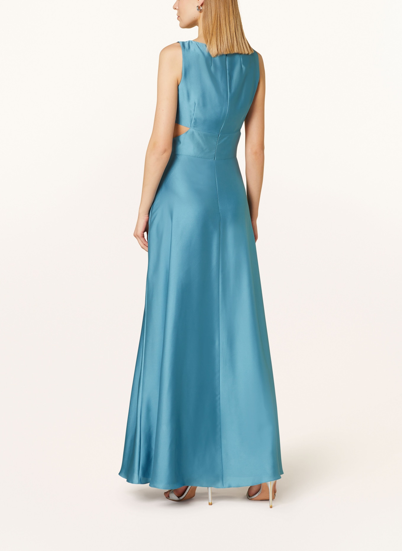 SWING Evening dress in satin with cut-outs, Color: BLUE (Image 3)