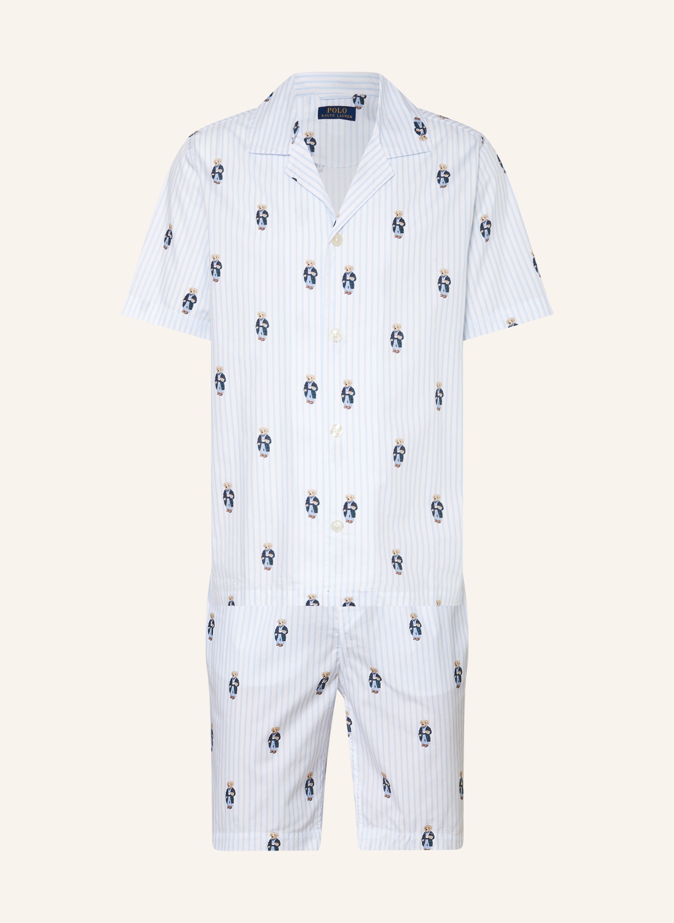 POLO RALPH LAUREN Shorty-Schlafanzug, Farbe: WEISS/ HELLBLAU (Bild 1)