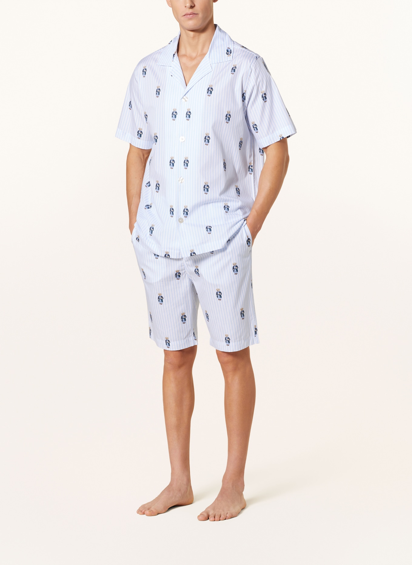 POLO RALPH LAUREN Shorty-Schlafanzug, Farbe: WEISS/ HELLBLAU (Bild 2)