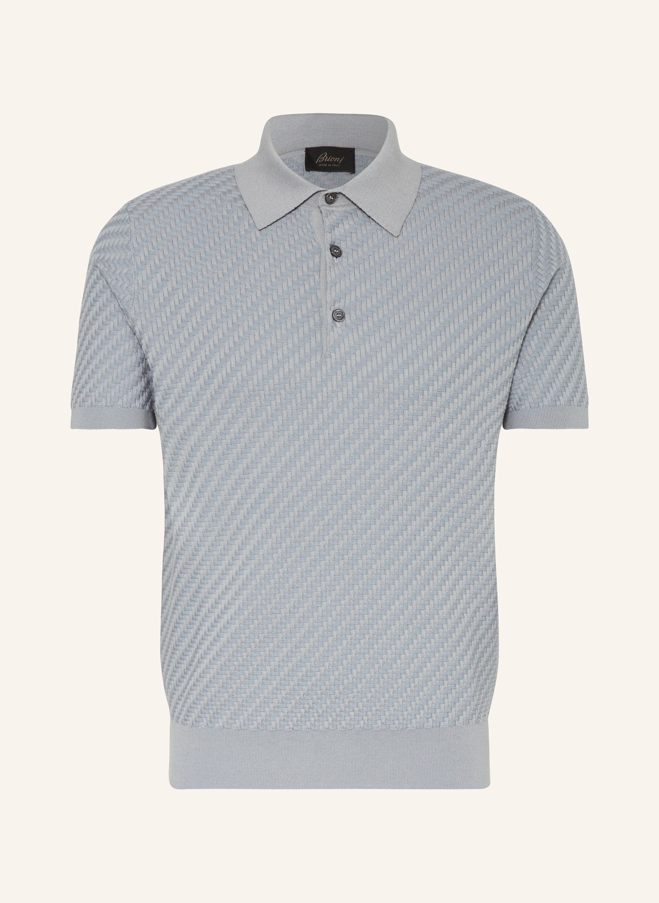 Brioni Knitted polo shirt with silk , Color: BLUE GRAY (Image 1)
