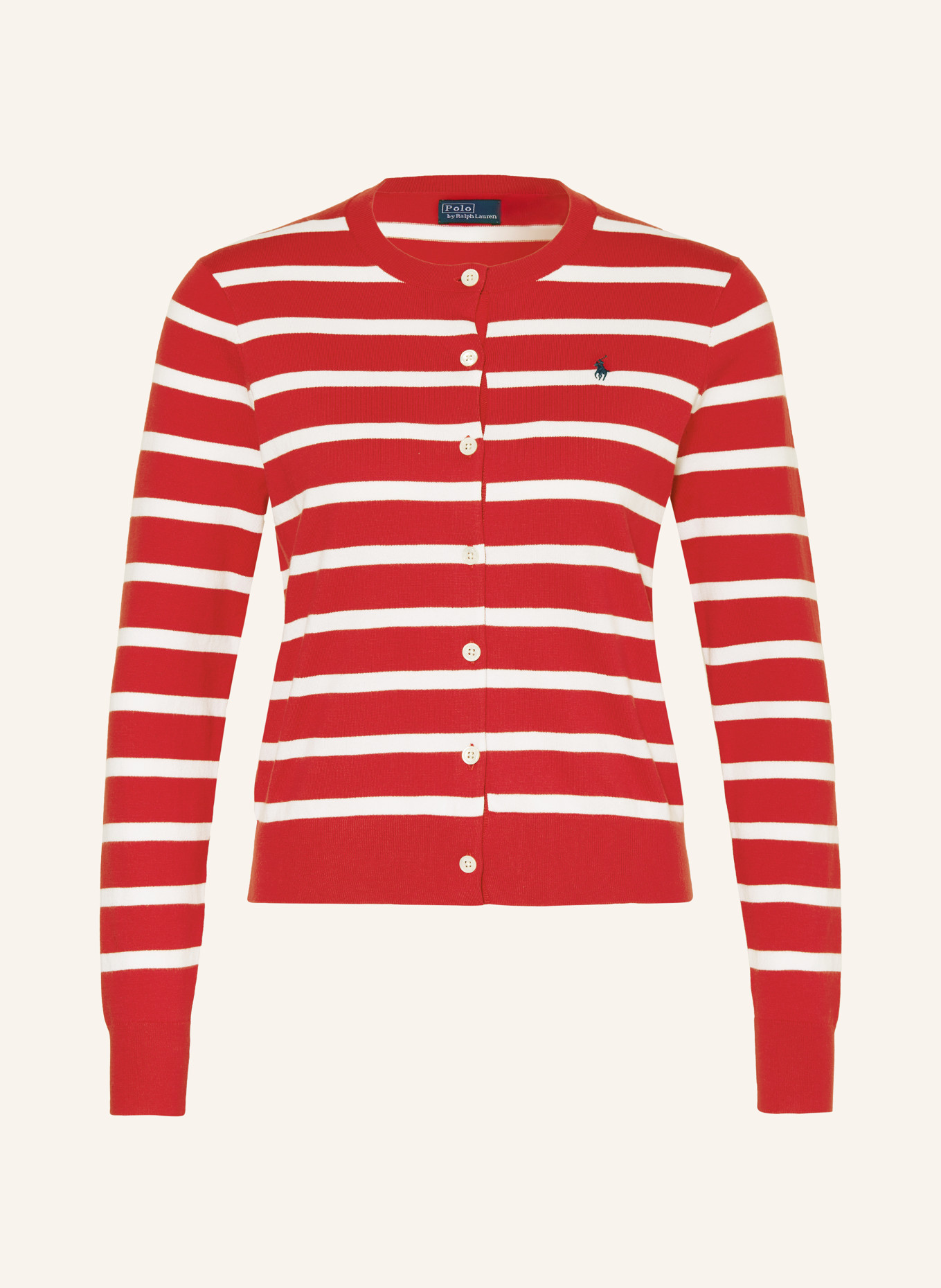 POLO RALPH LAUREN Cardigan, Color: RED/ WHITE (Image 1)