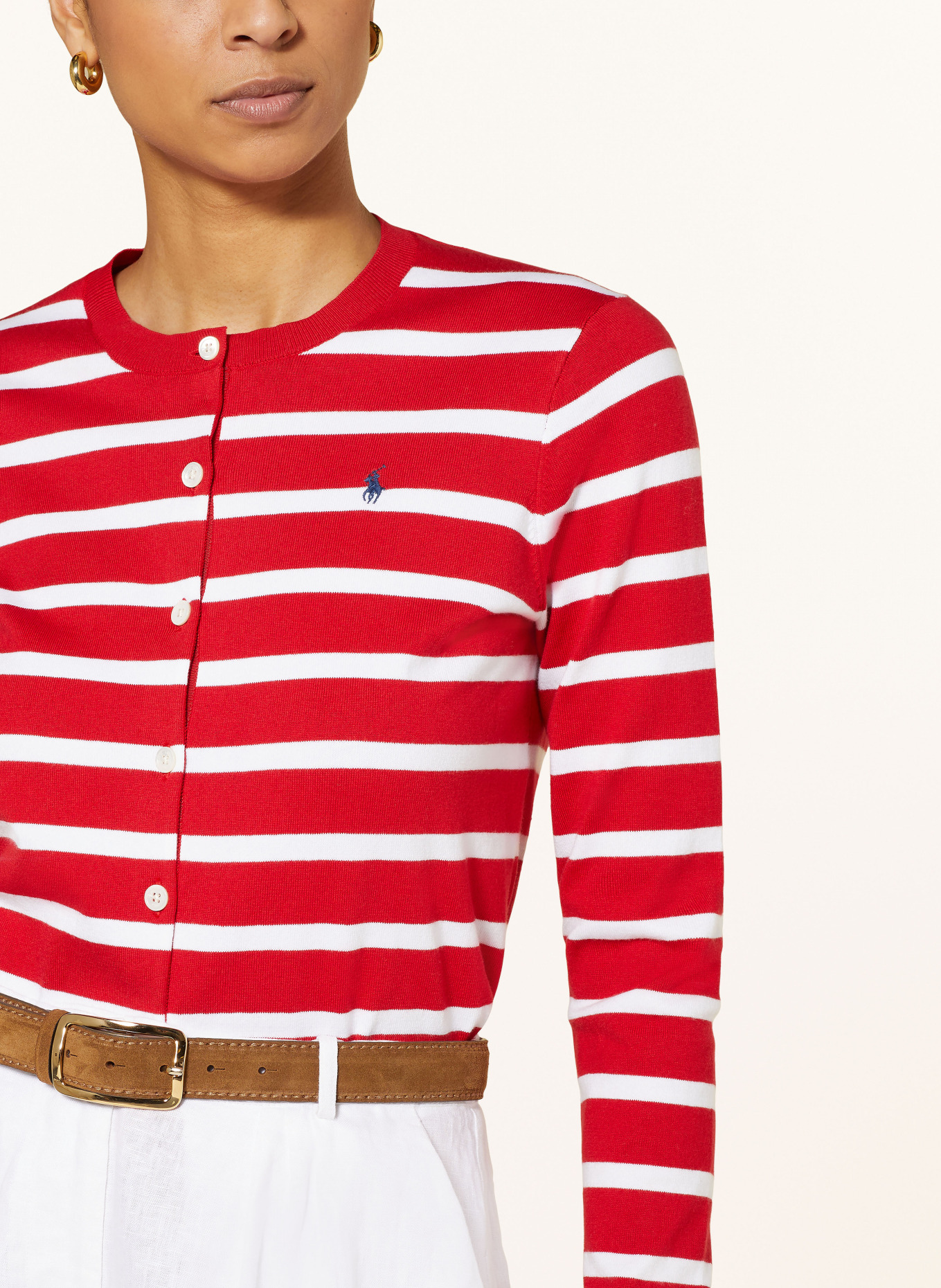 POLO RALPH LAUREN Cardigan, Color: RED/ WHITE (Image 4)
