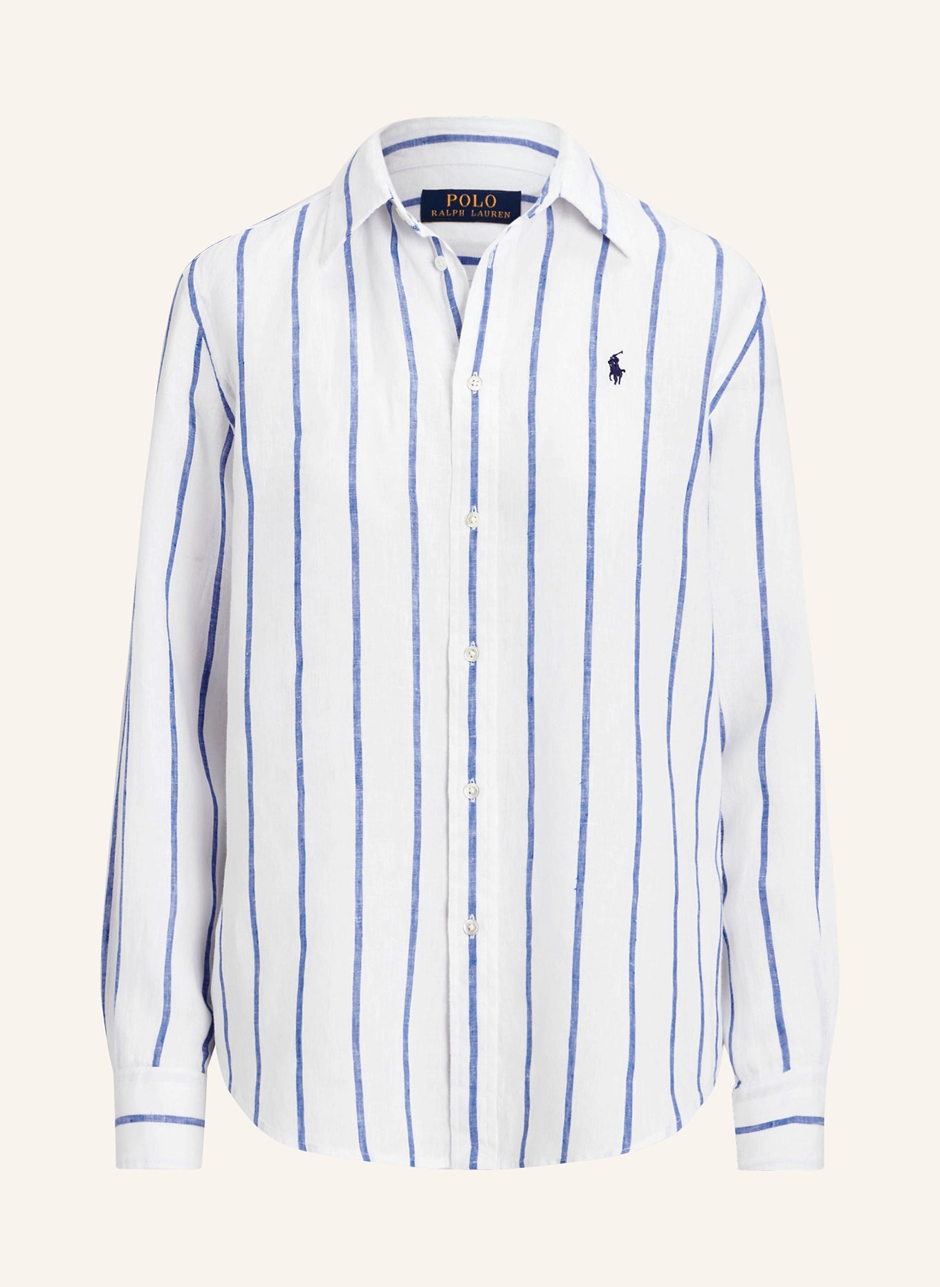 POLO RALPH LAUREN Shirt blouse made of linen, Color: WHITE/ BLUE (Image 1)