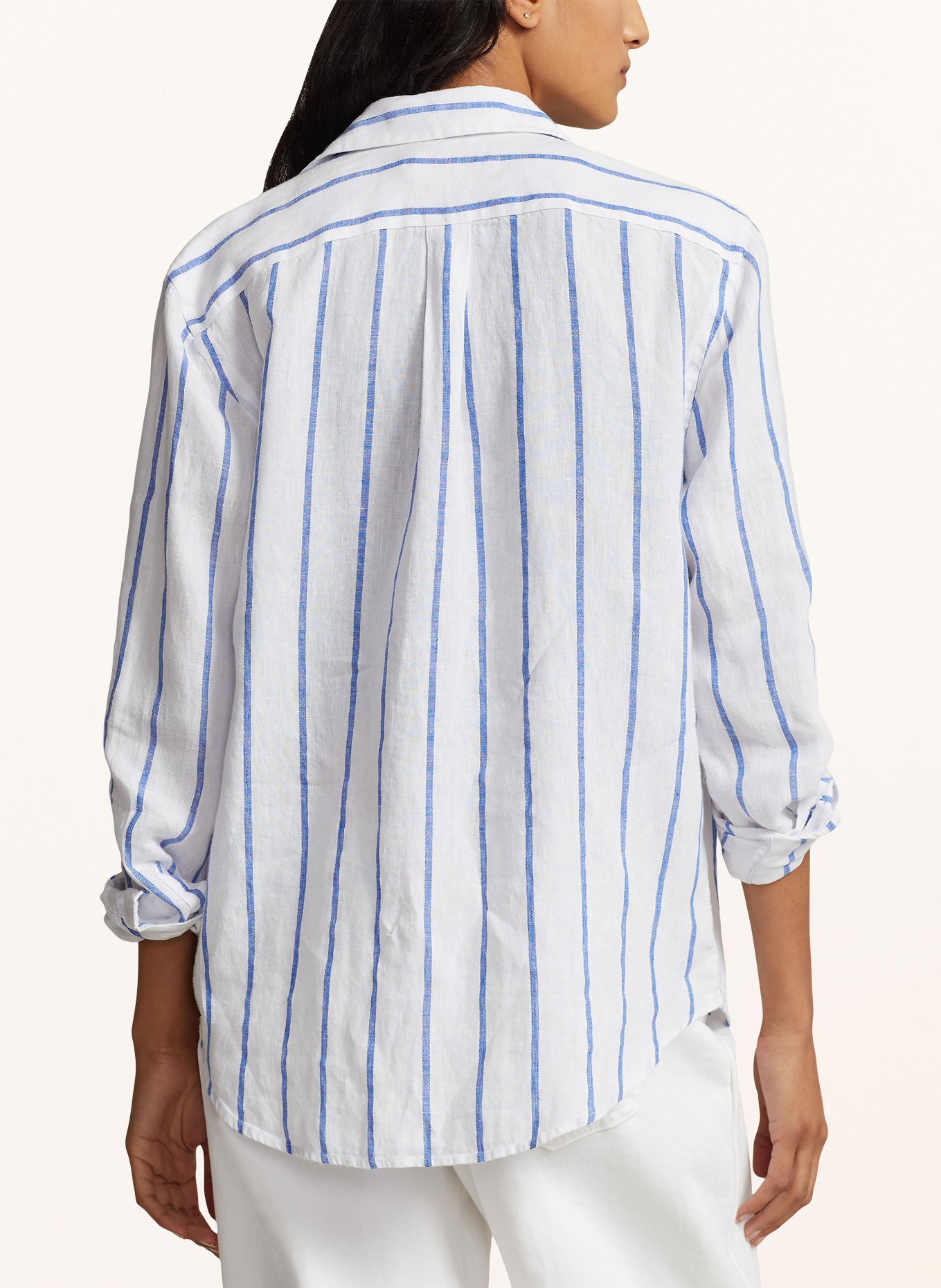 POLO RALPH LAUREN Shirt blouse made of linen, Color: WHITE/ BLUE (Image 3)