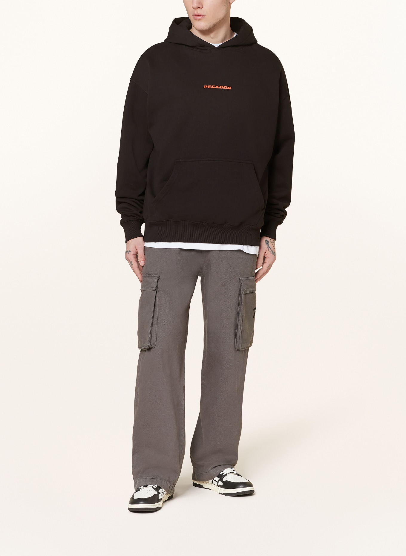 PEGADOR Oversized hoodie, Color: BLACK/ SALMON (Image 3)