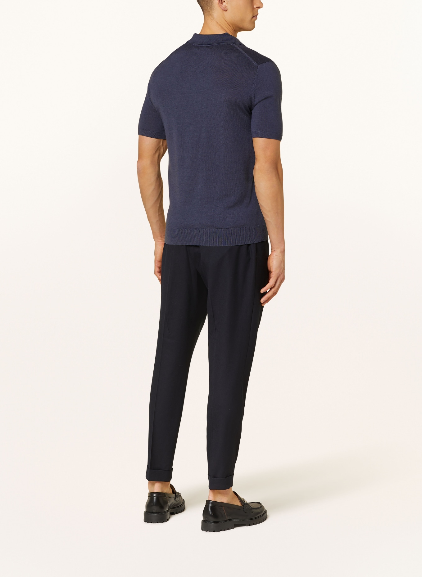 REISS Knitted polo shirt DUCHIE in merino wool, Color: DARK BLUE (Image 3)